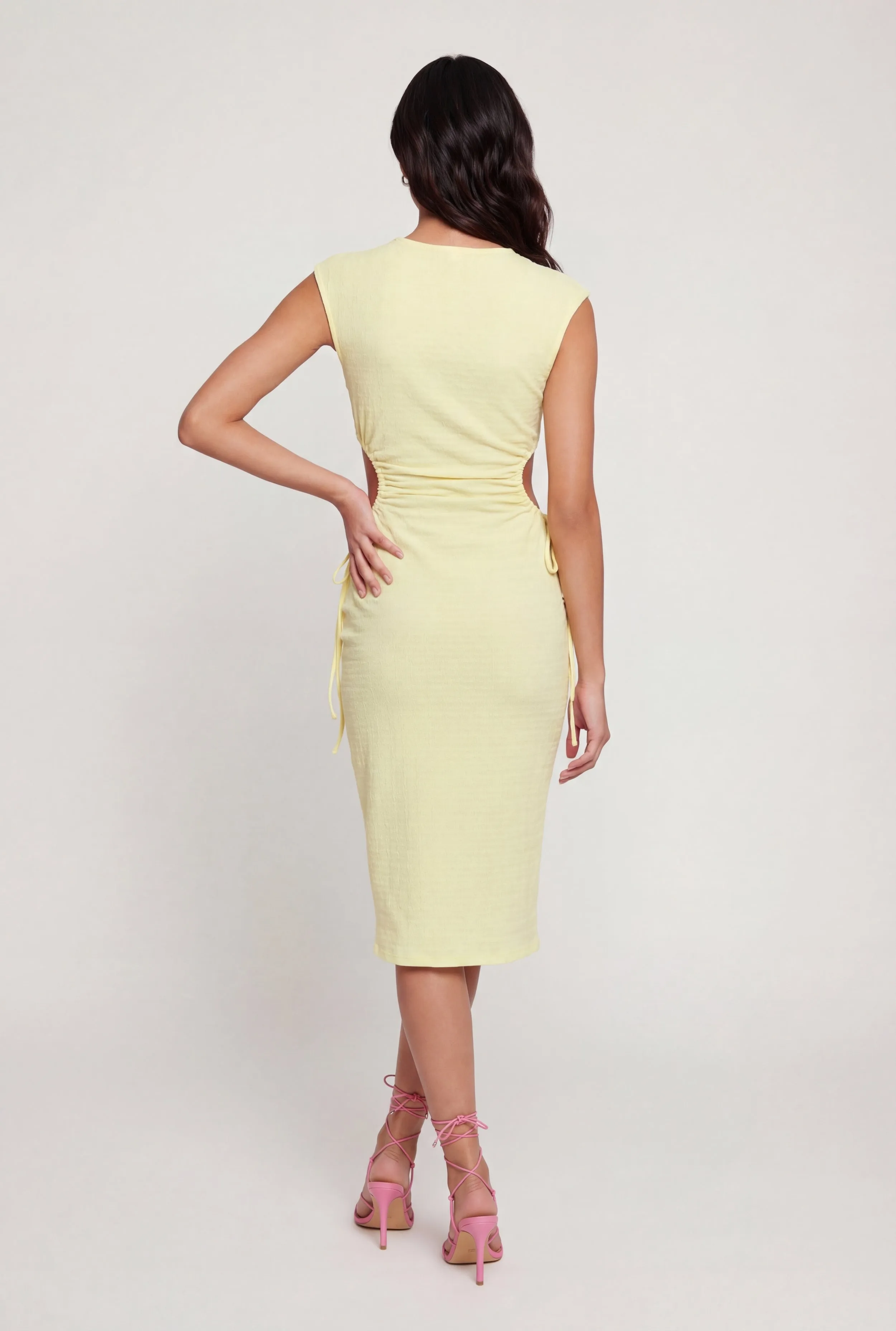 Textured Knit Sleeveless Side Cut Out Dress sold by Rainbow product image thumbnail 3