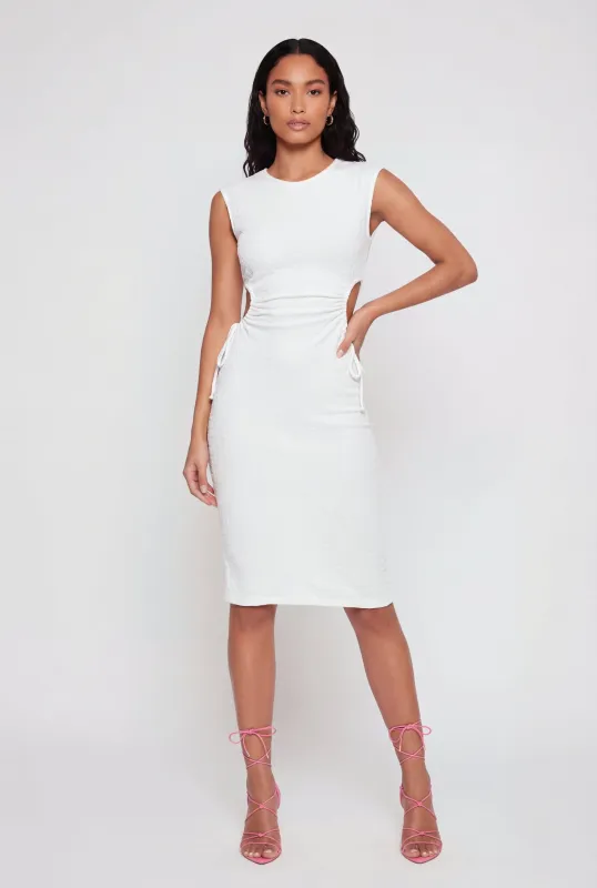 Textured Knit Sleeveless Side Cut Out Dress made by Rainbow