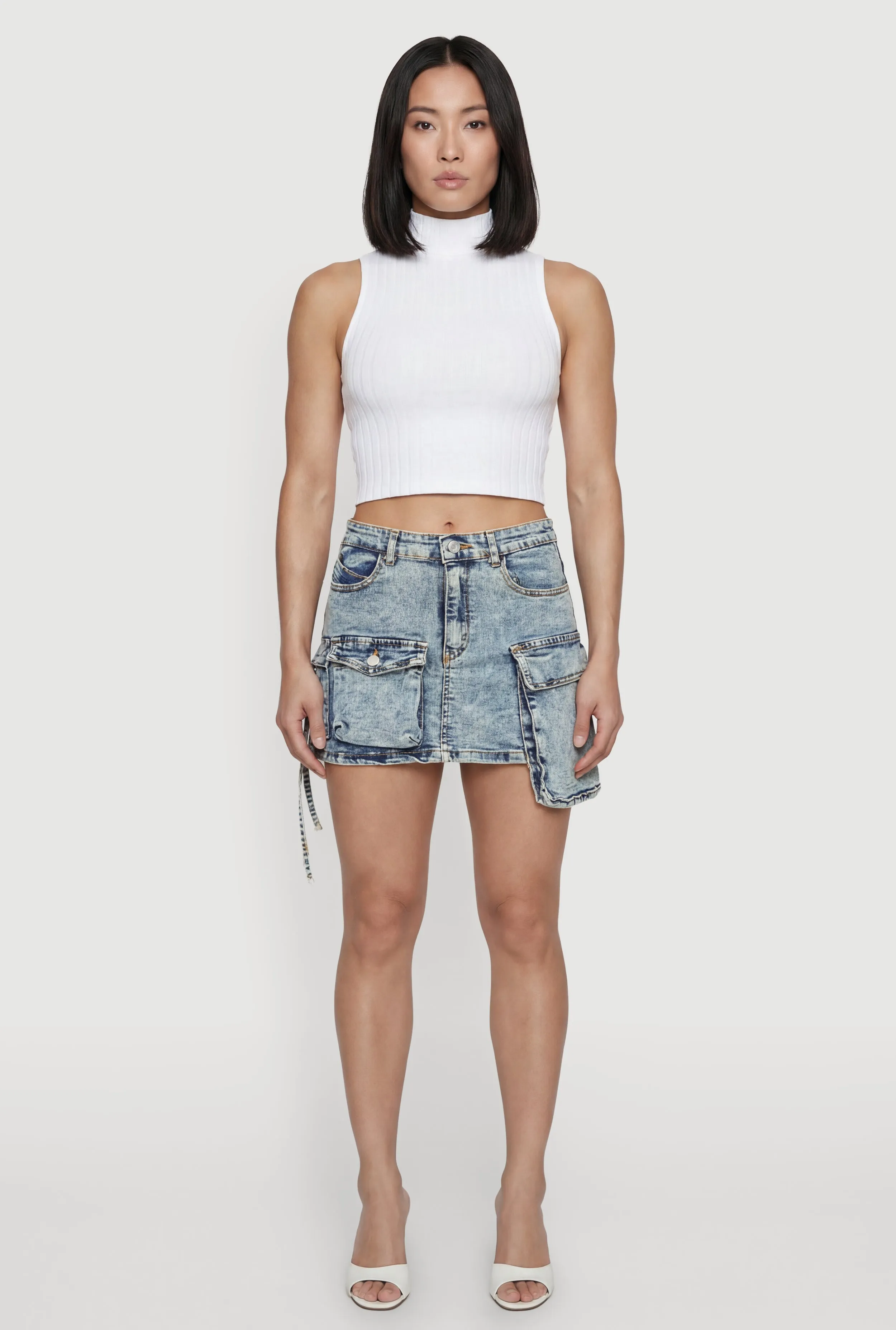 Acid Wash Denim Mini Utility Skirt sold by Rainbow product image thumbnail 2