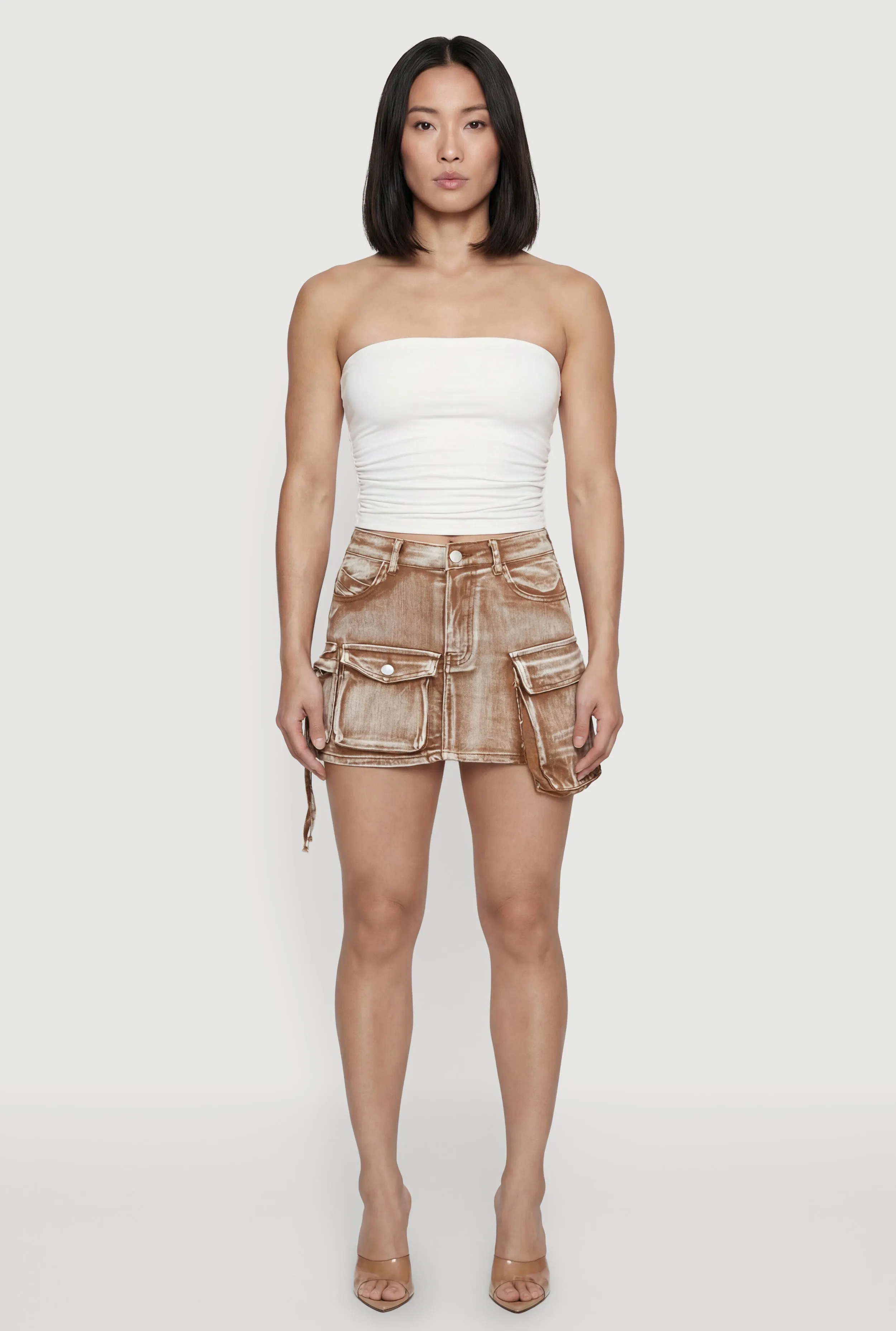 Denim Mini Utility Skirt sold by Rainbow