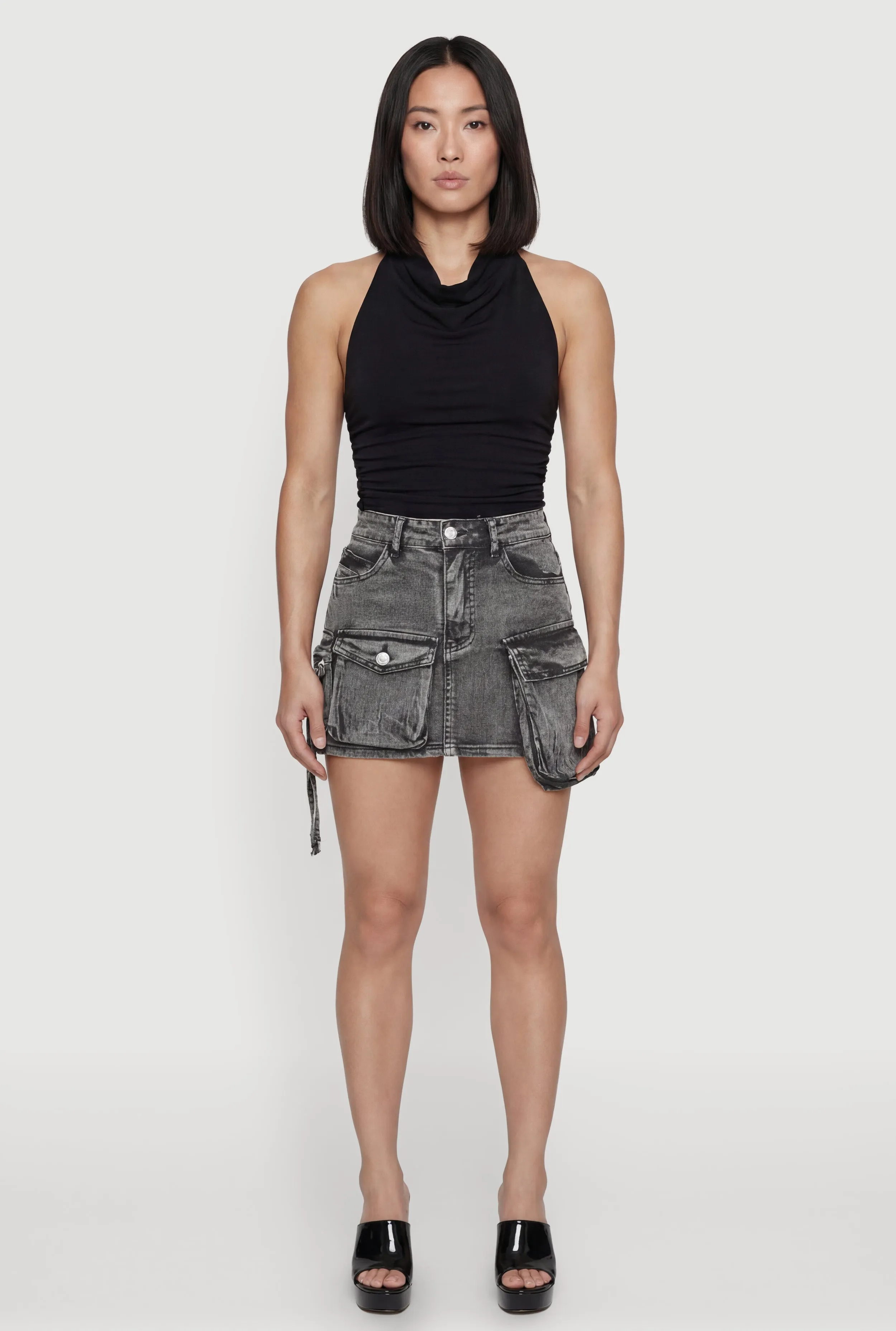 Denim Mini Utility Skirt sold by Rainbow