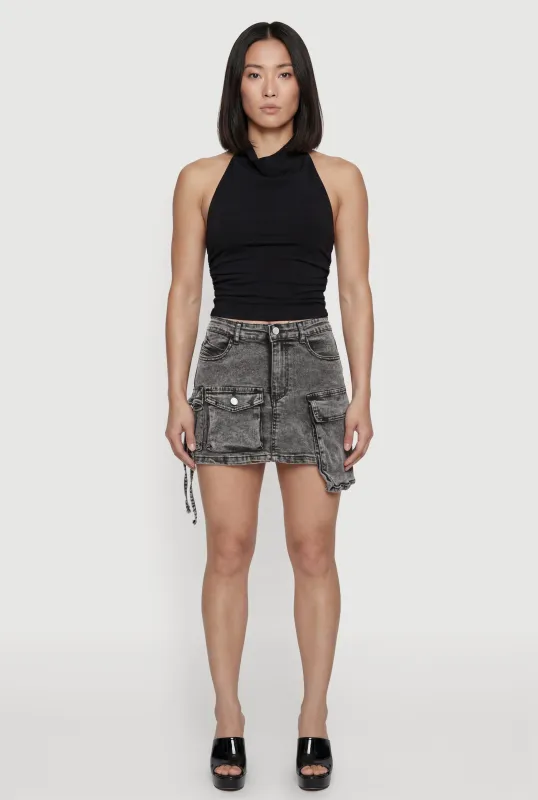 Acid Wash Denim Mini Utility Skirt made by Daisy