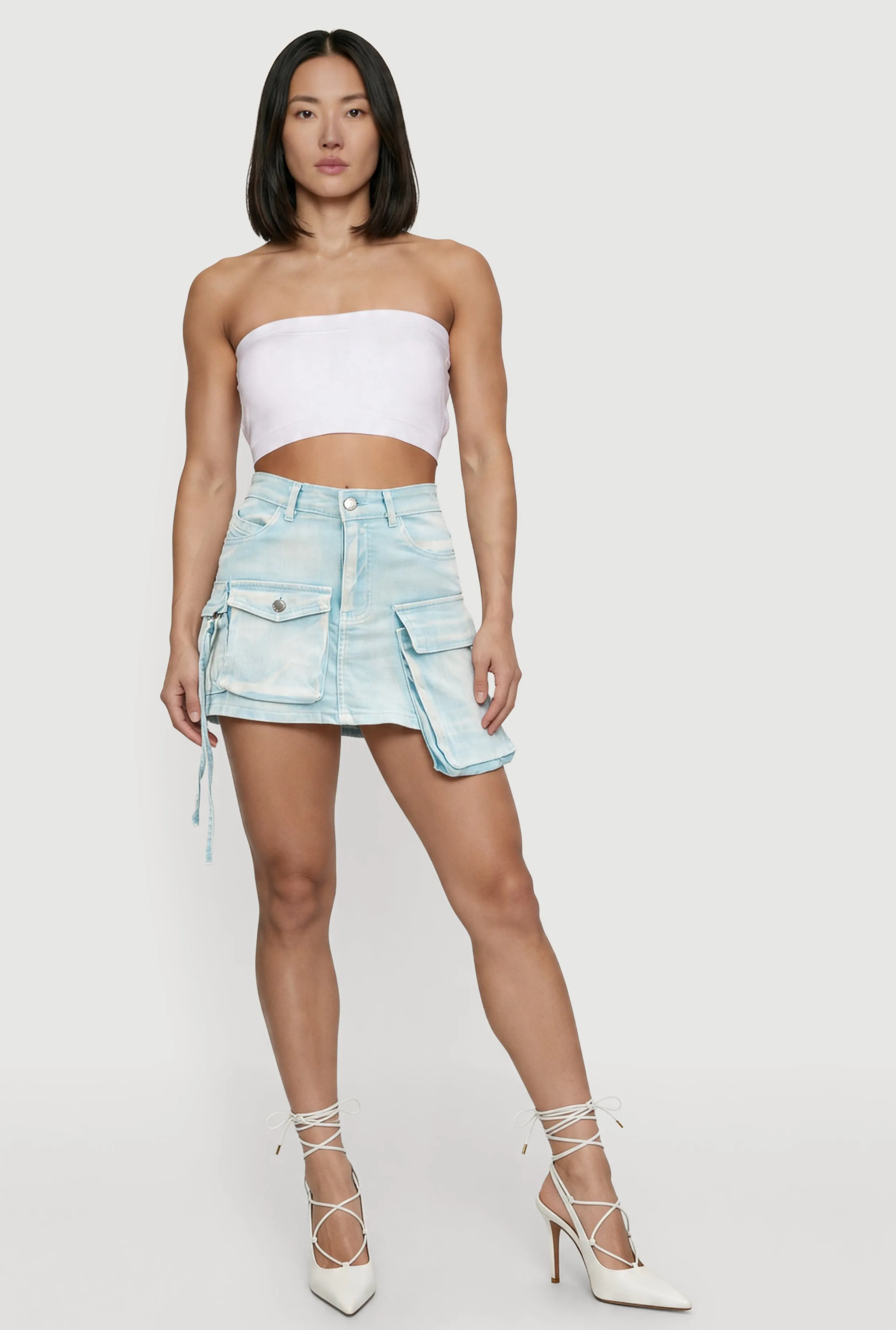 Denim Mini Utility Skirt sold by Rainbow