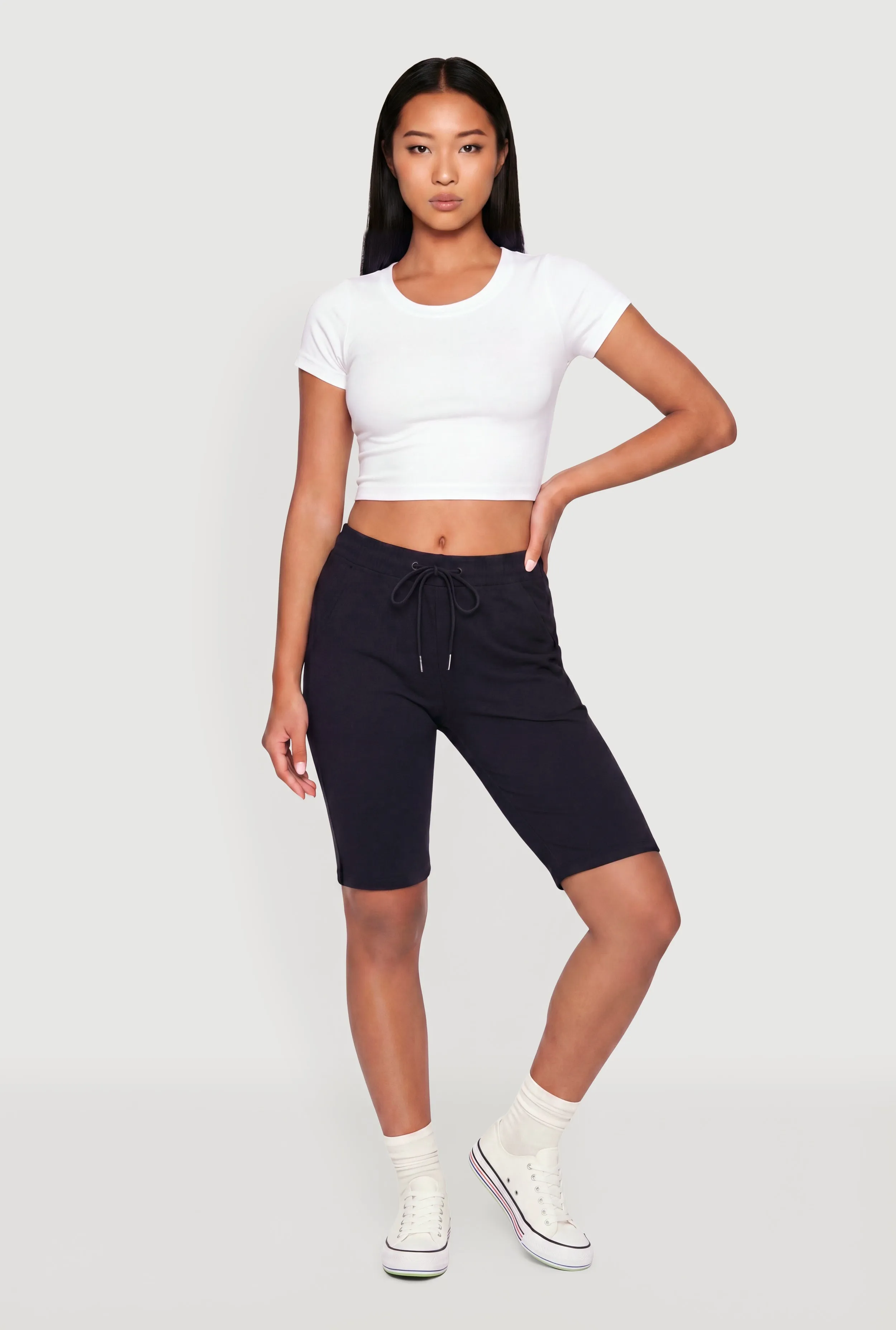 Solid Twill Drawstring Waist Shorts sold by Rainbow product image thumbnail 4