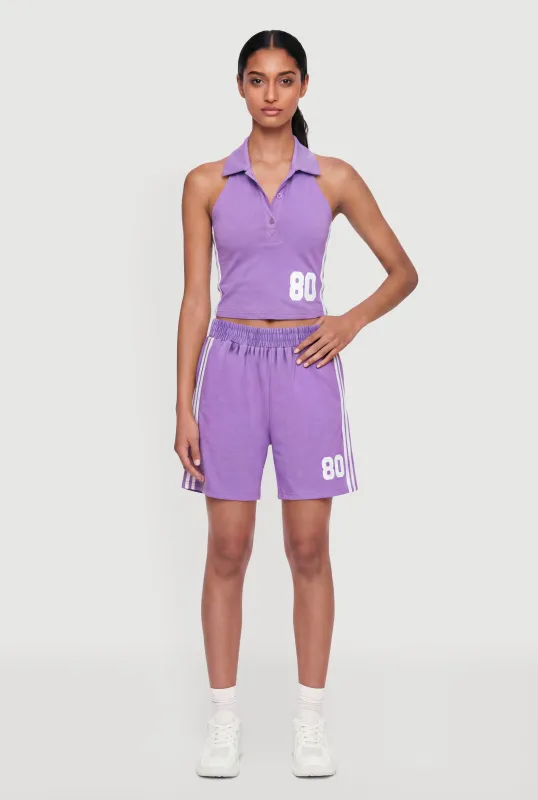 80 Graphic Side Stripe Shorts made by Rainbow