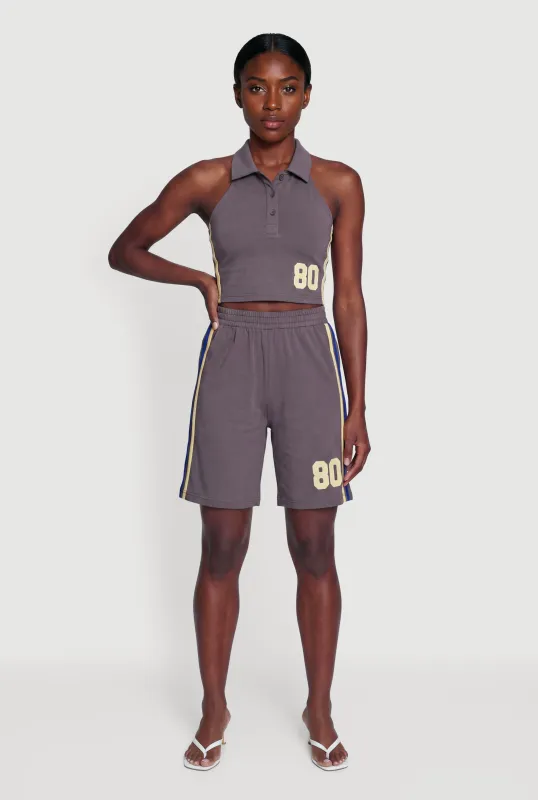 80 Graphic Side Stripe Shorts made by Rainbow