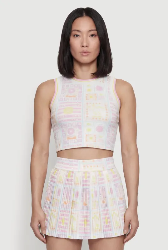 Patterned Cropped Racerback Tank Top made by Rainbow