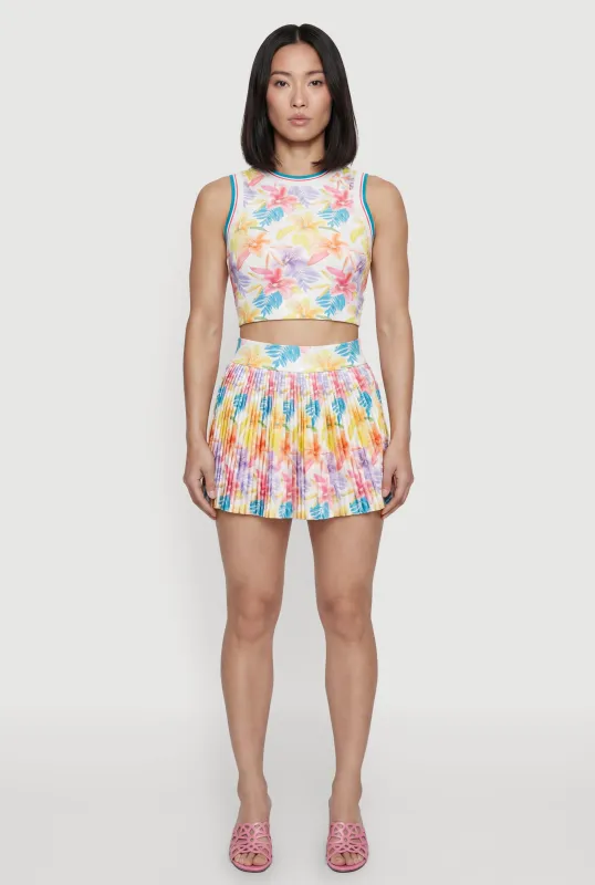 Patterned High Waisted Pleated Tennis Skort made by Rainbow