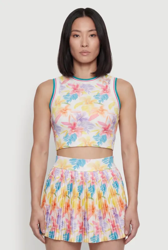 Patterned Cropped Racerback Tank Top made by Rainbow