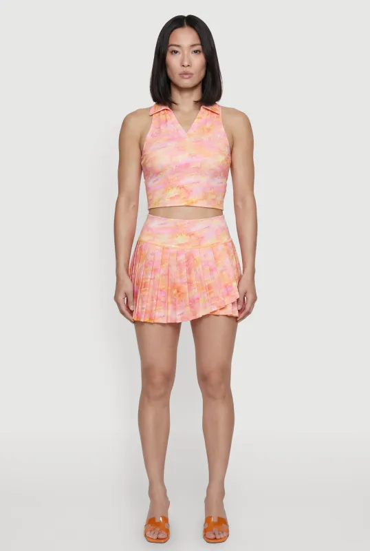 Patterned High Waisted Pleated Mini Skort made by Rainbow