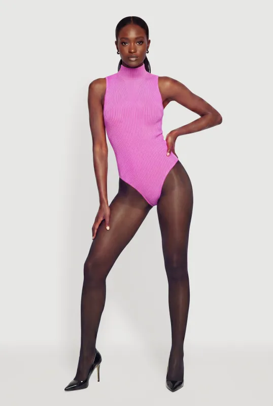 Compression Rib Sleeveless Mock Neck Bodysuit made by Rainbow