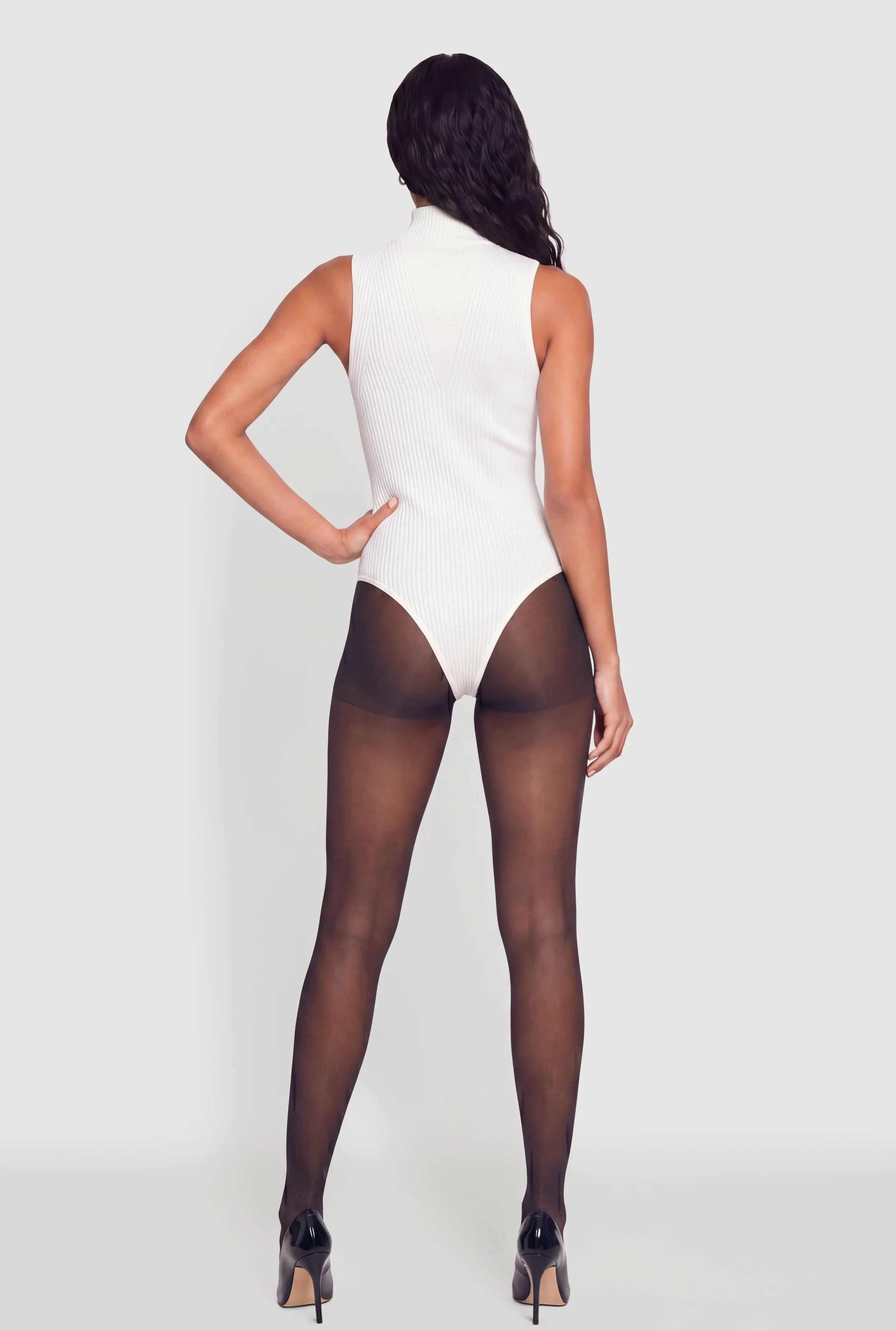 Compression Rib Sleeveless Mock Neck Bodysuit sold by Rainbow product image thumbnail 3