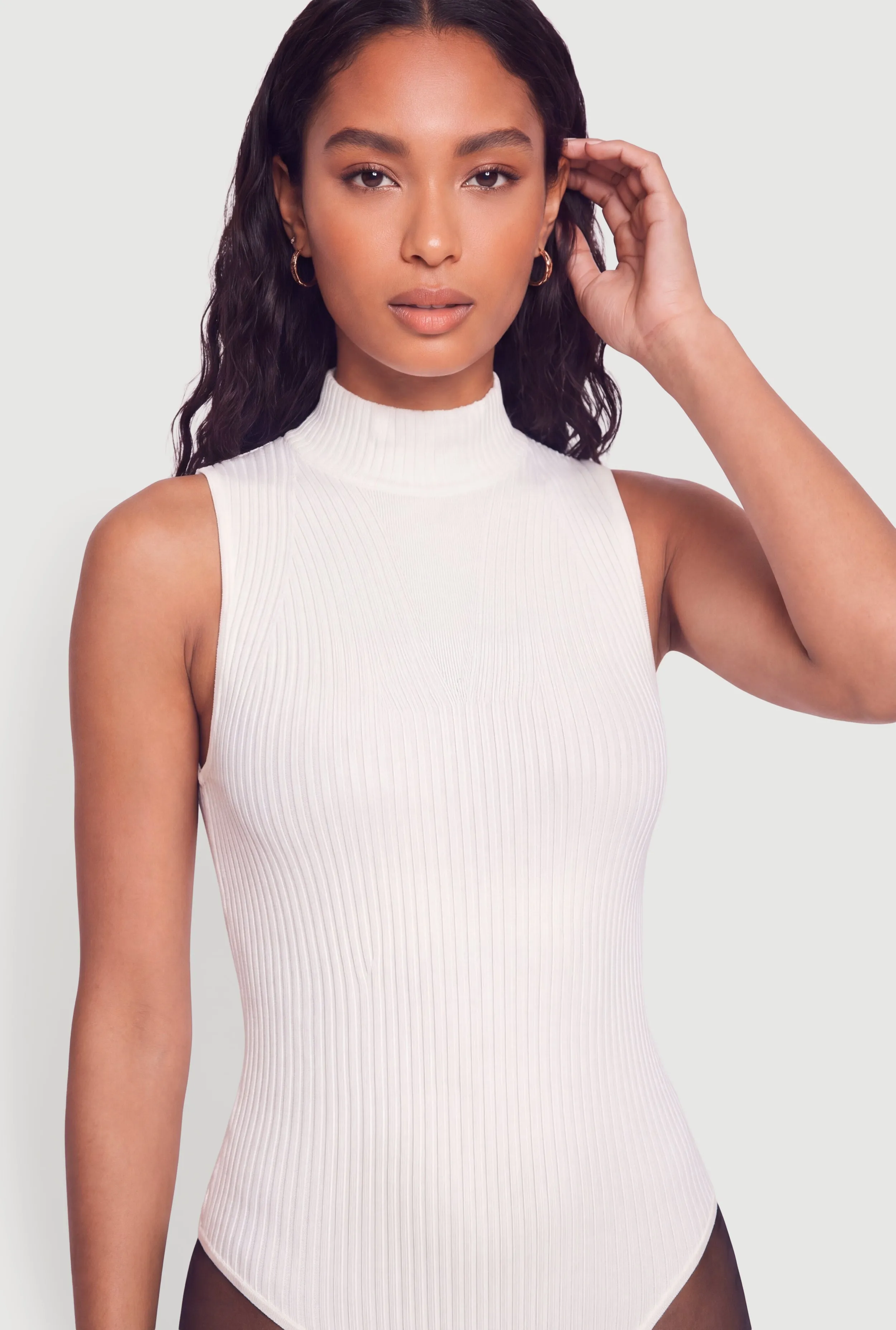 Compression Rib Sleeveless Mock Neck Bodysuit sold by Rainbow product image thumbnail 2