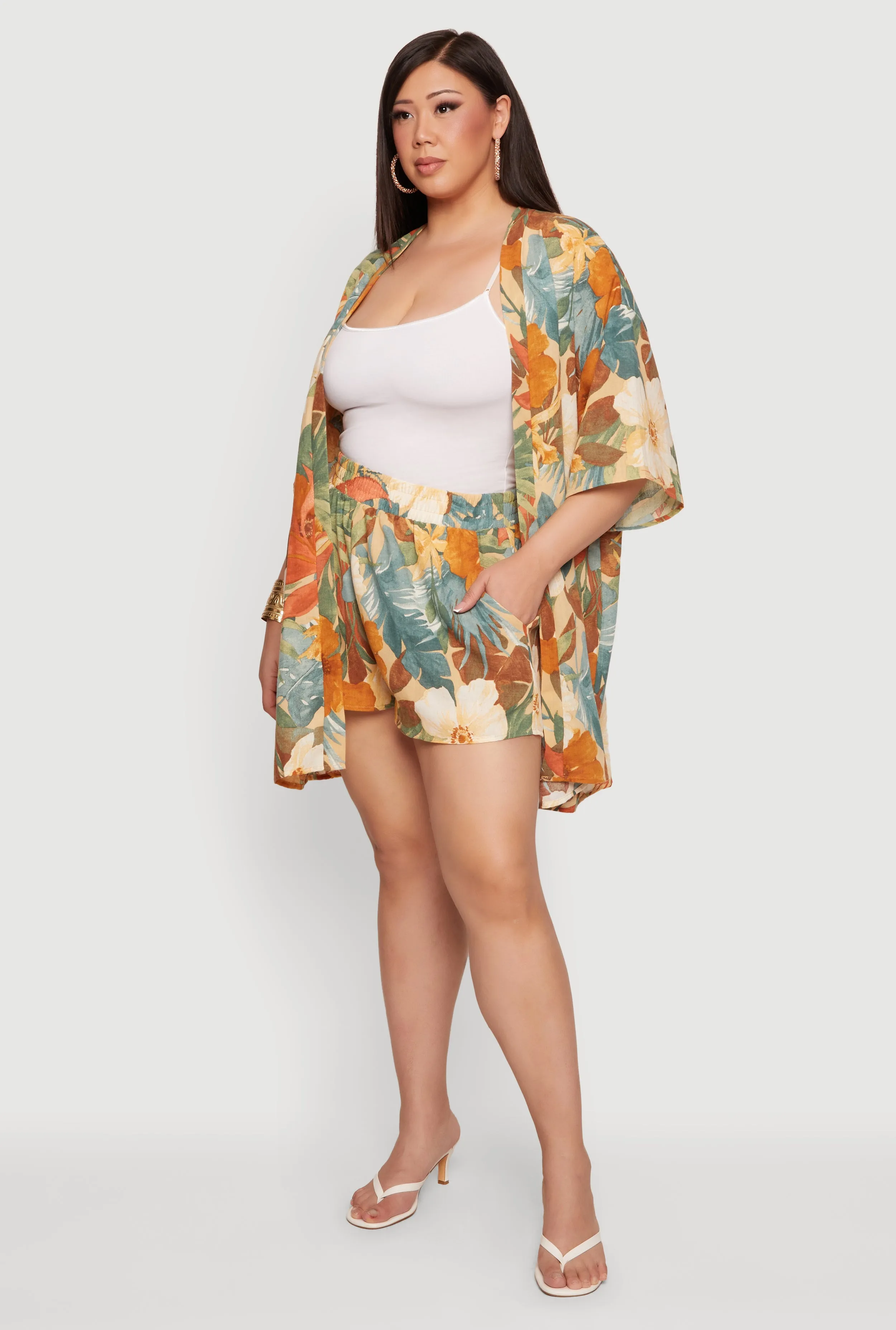 Plus Size Floral Print High Waisted Shorts sold by Rainbow product image thumbnail 2