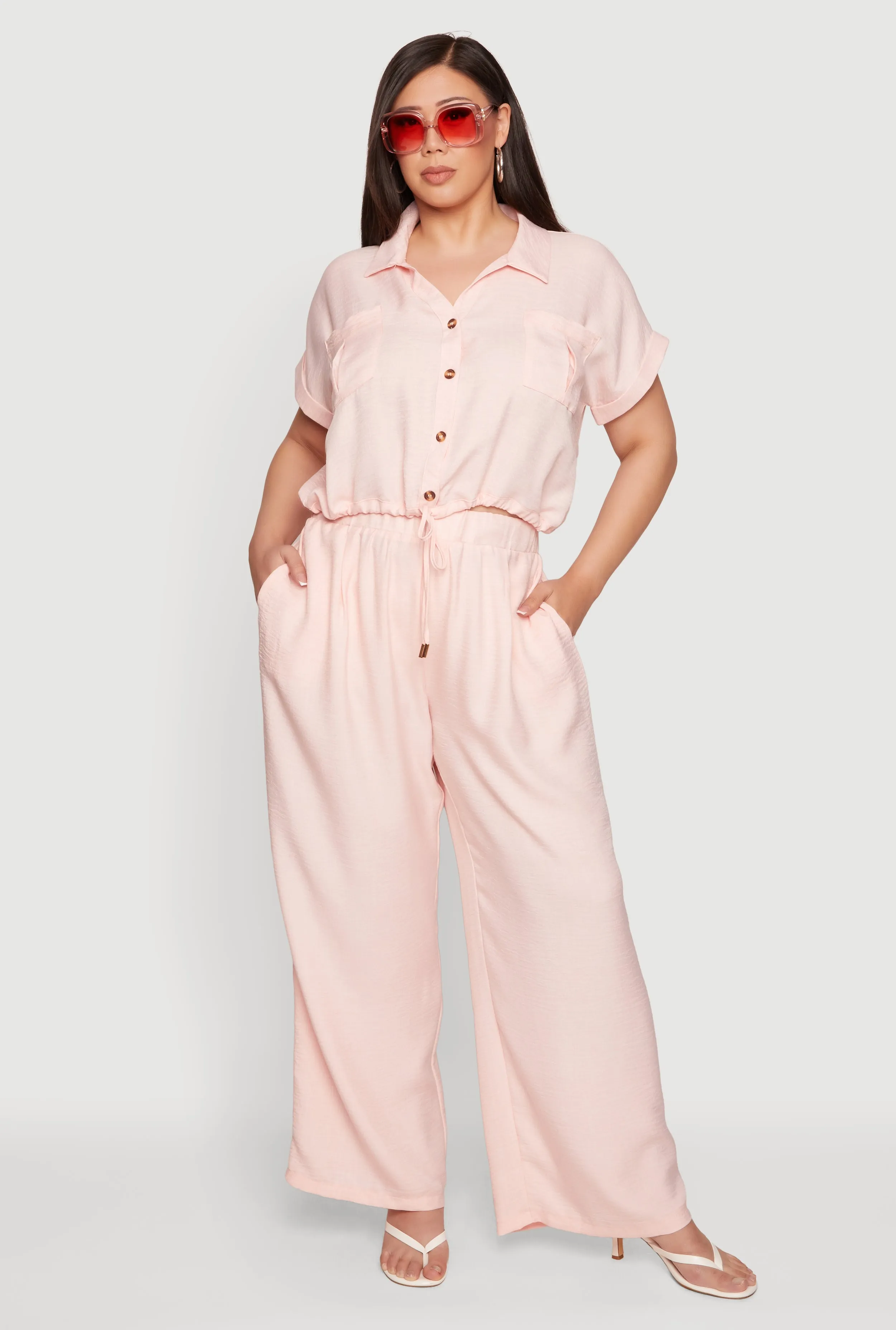 Plus Size Elastic Waist Wide Leg Casual Pants sold by Rainbow product image thumbnail 3