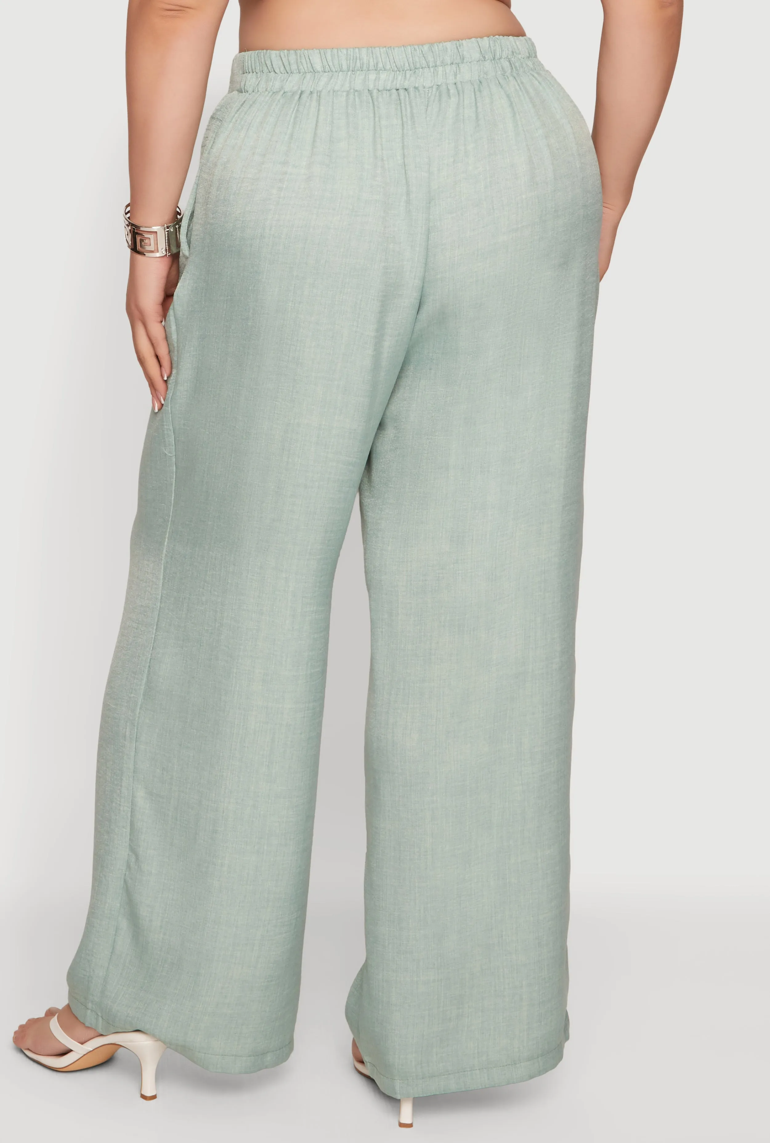 Plus Size Elastic Waist Wide Leg Casual Pants sold by Rainbow product image thumbnail 5