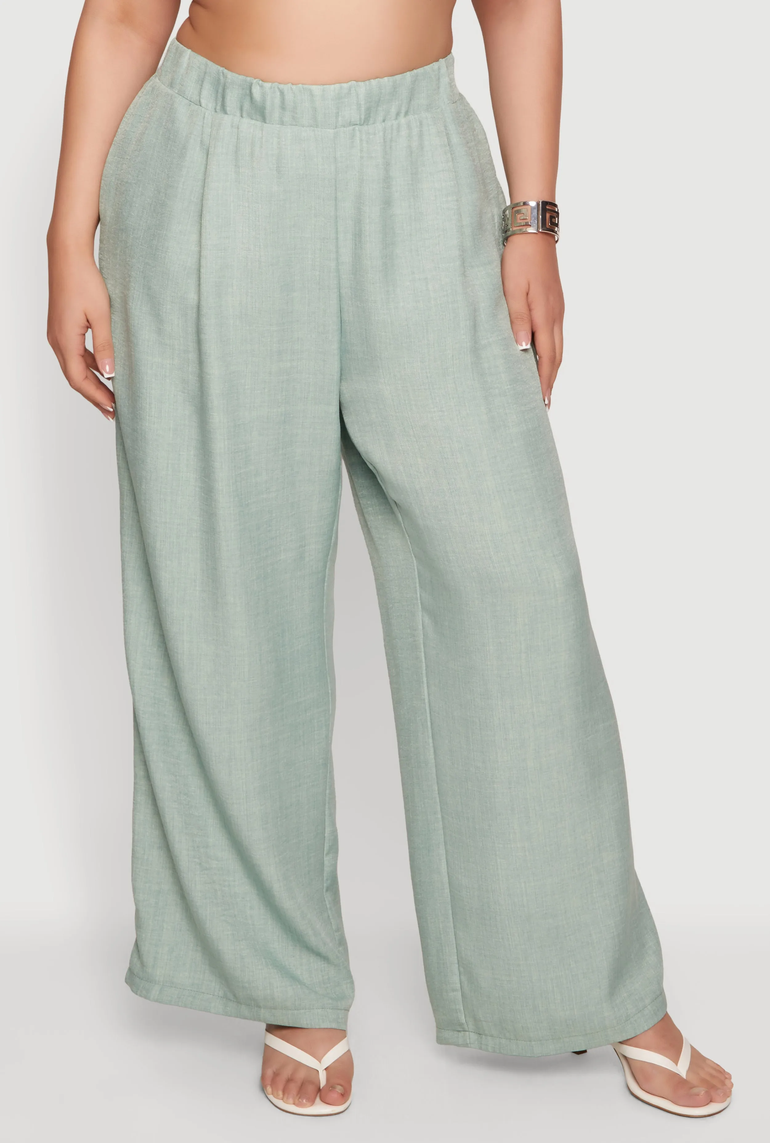 Plus Size Elastic Waist Wide Leg Casual Pants sold by Rainbow product image thumbnail 3