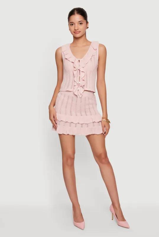 Crochet Ruffle Trim Tiered Mini Skirt made by Almost Famous