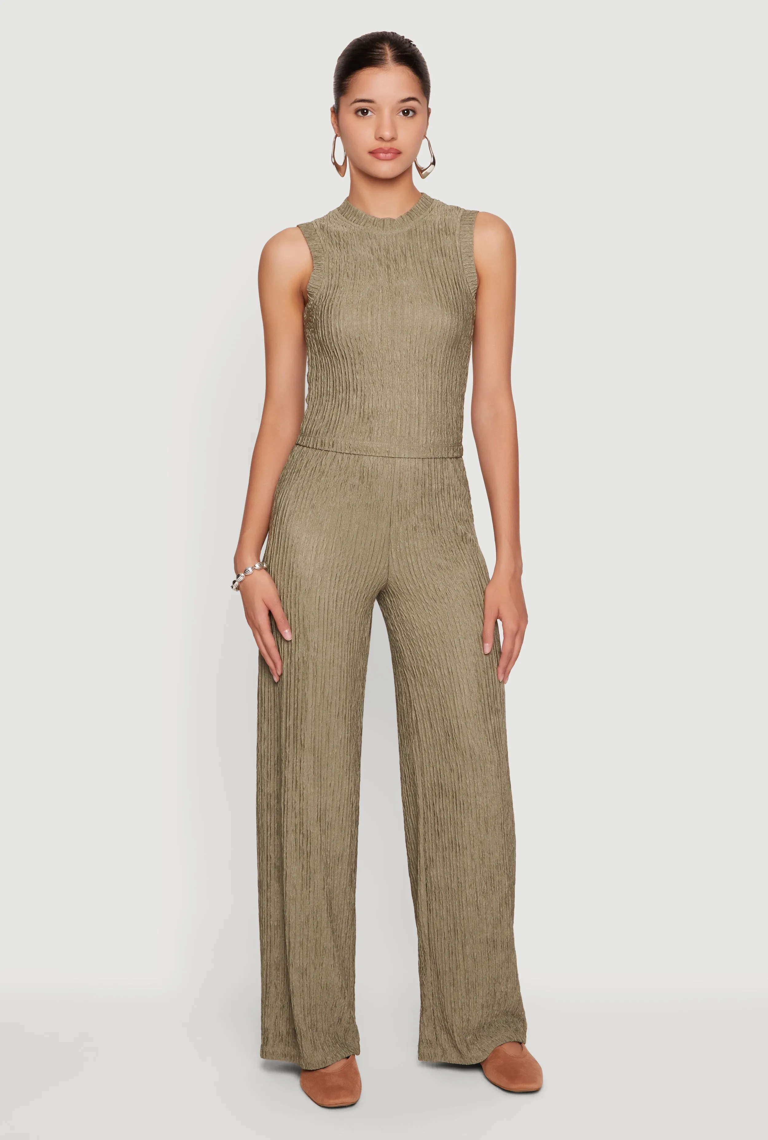 Textured Knit High Waisted Wide Leg Pull On Pants sold by Rainbow product image thumbnail 3
