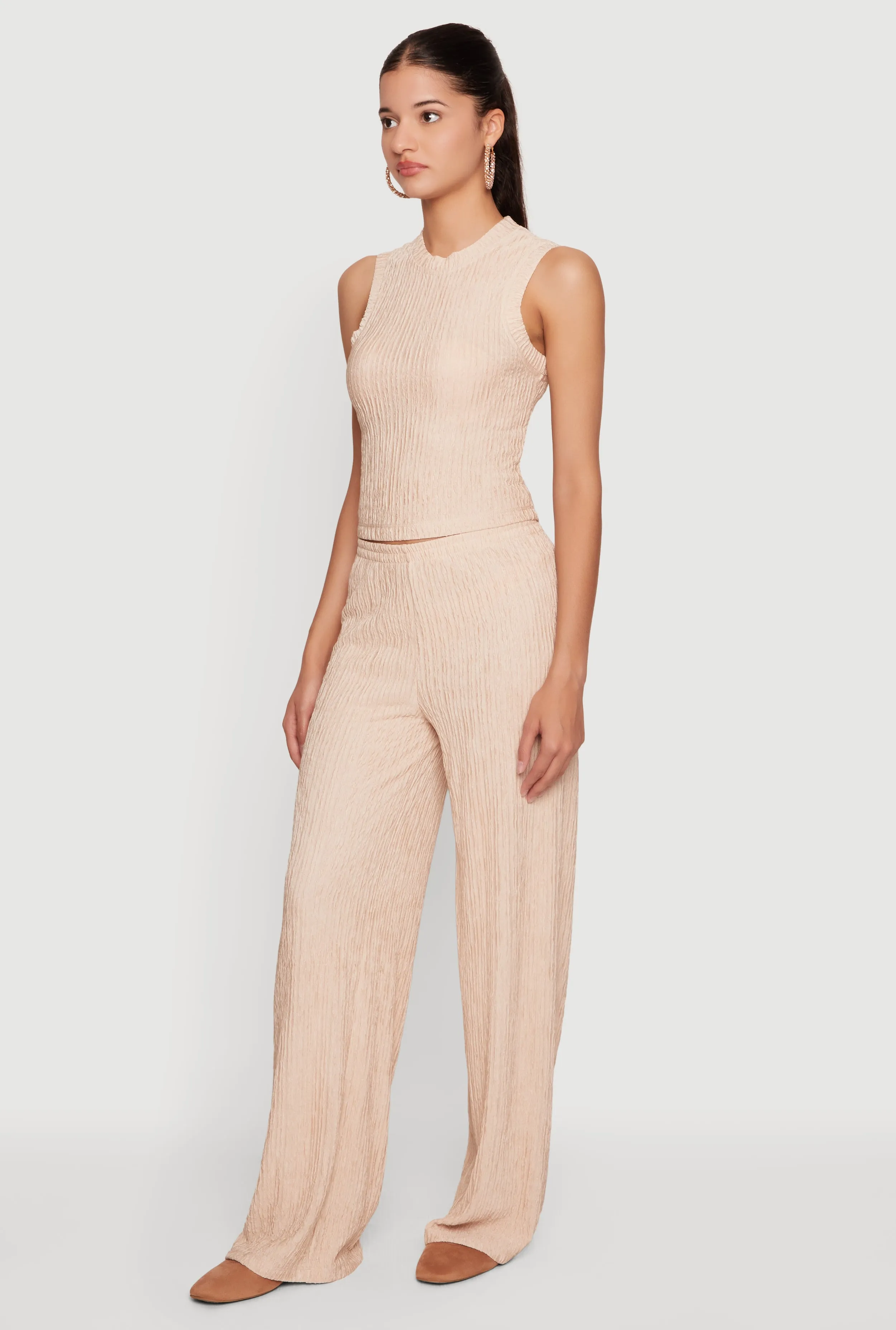 Textured Knit High Waisted Wide Leg Pull On Pants sold by Rainbow product image thumbnail 2