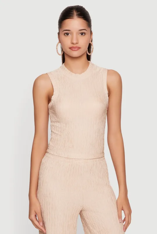 Textured Knit High Neck Blouse made by iris