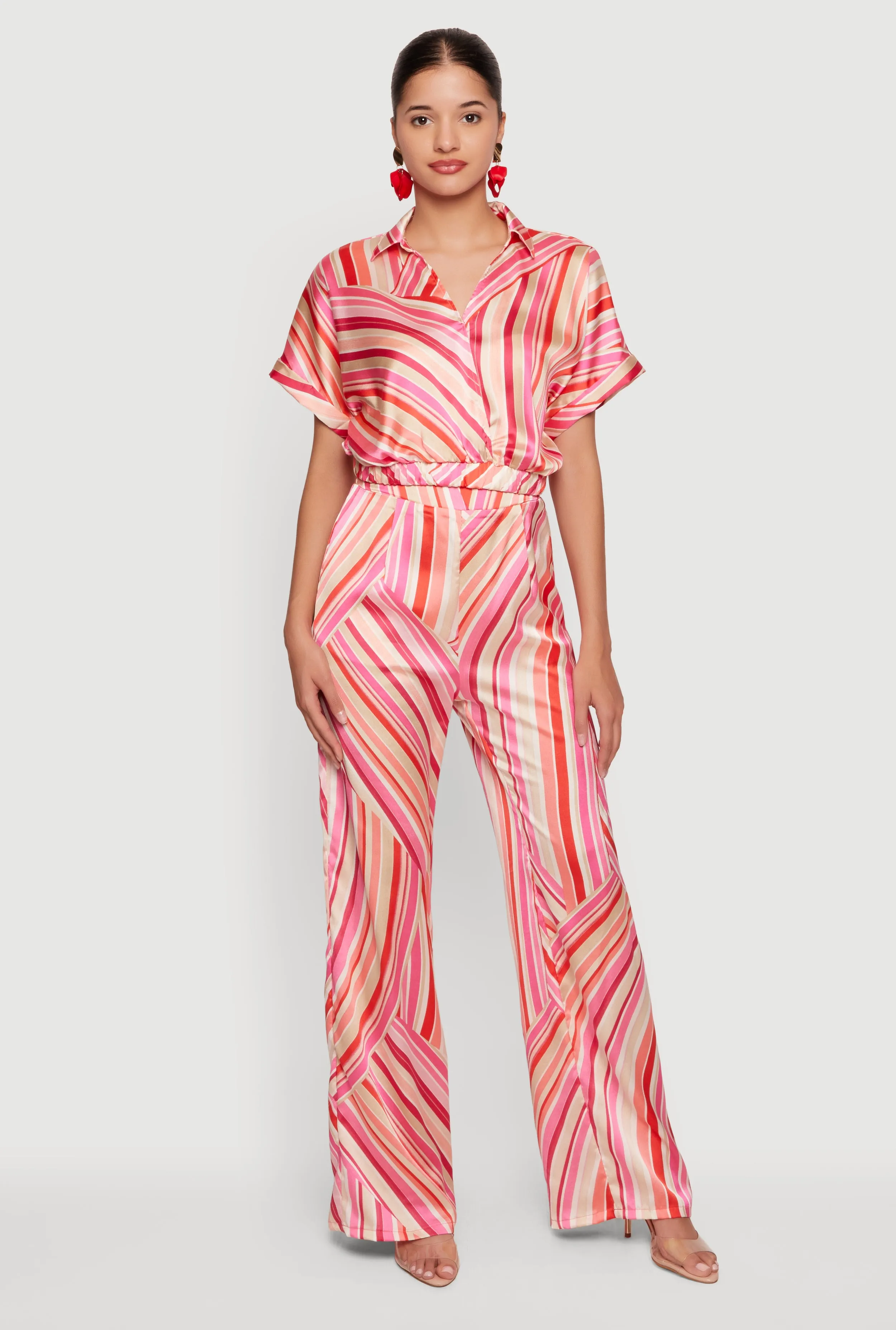 Satin Striped High Waisted Wide Leg Pants sold by Rainbow product image thumbnail 2