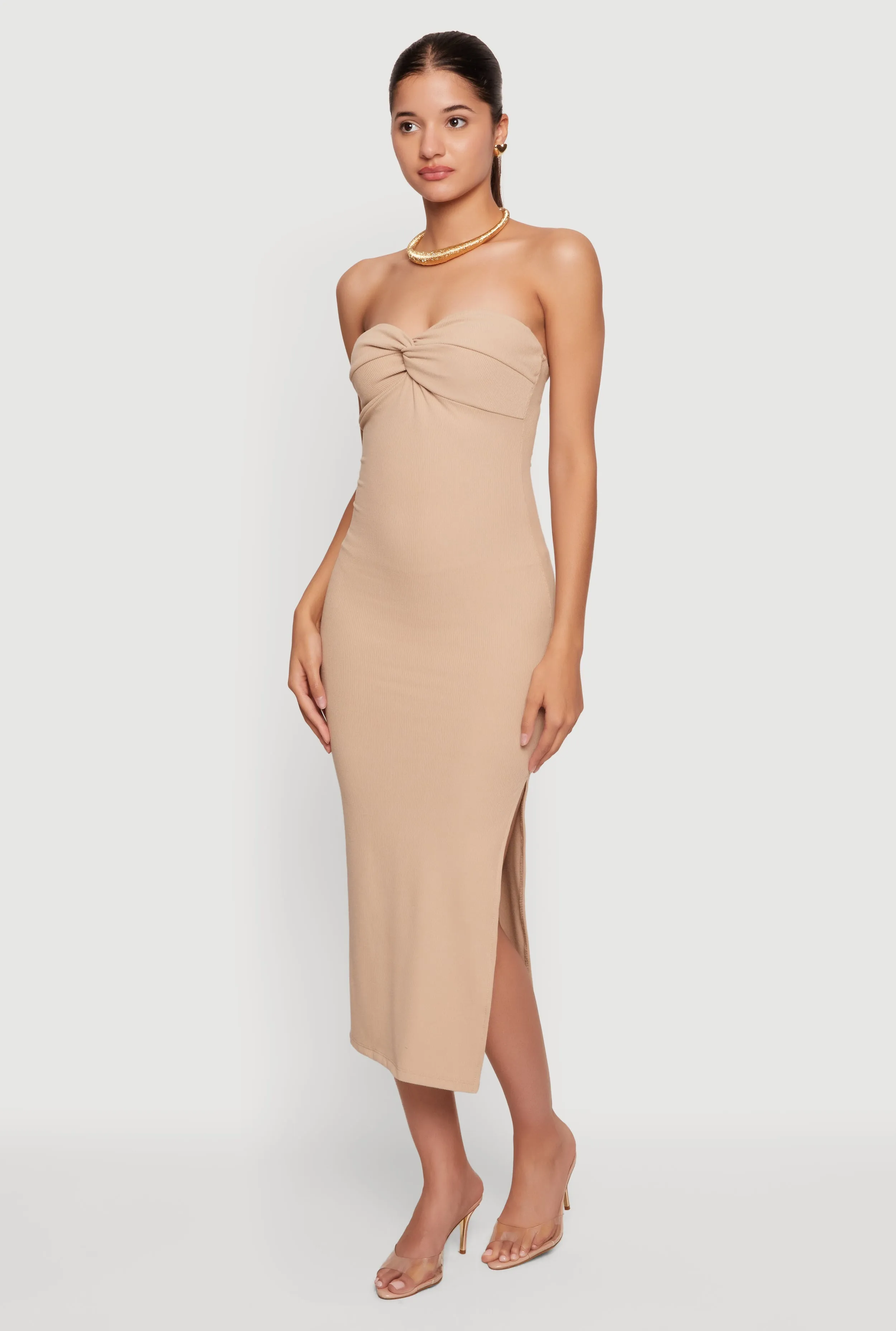 Twist Front Detail Side Slit Midi Dress sold by Rainbow product image thumbnail 2