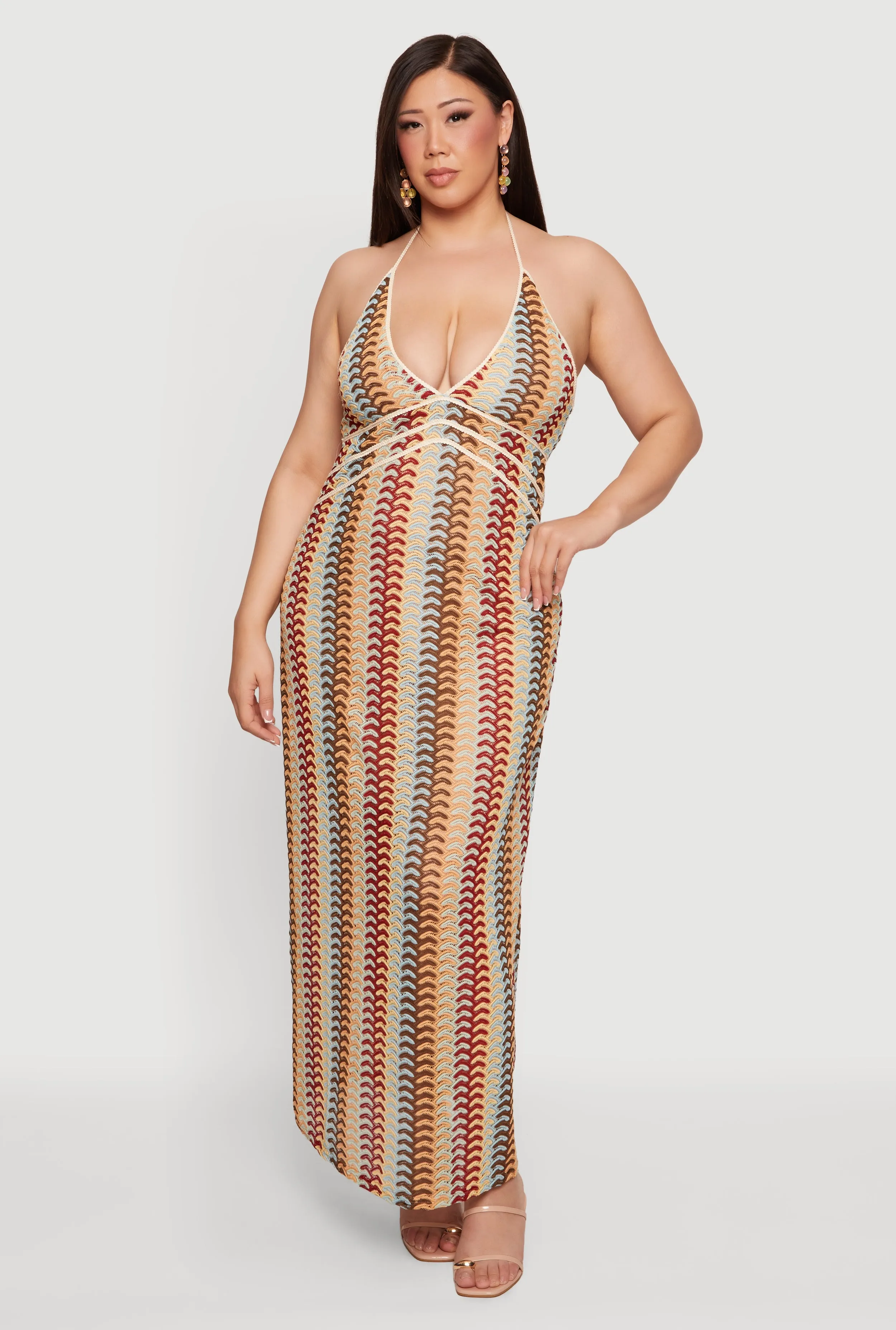 Plus Size Printed Pattern Halter Maxi Dress sold by Rainbow