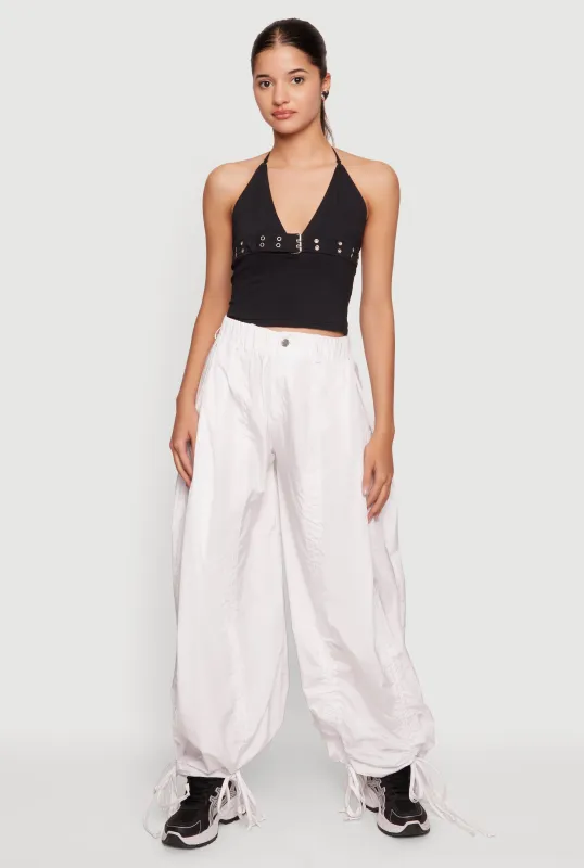 Grommet Belted Front Halter Top made by Rainbow