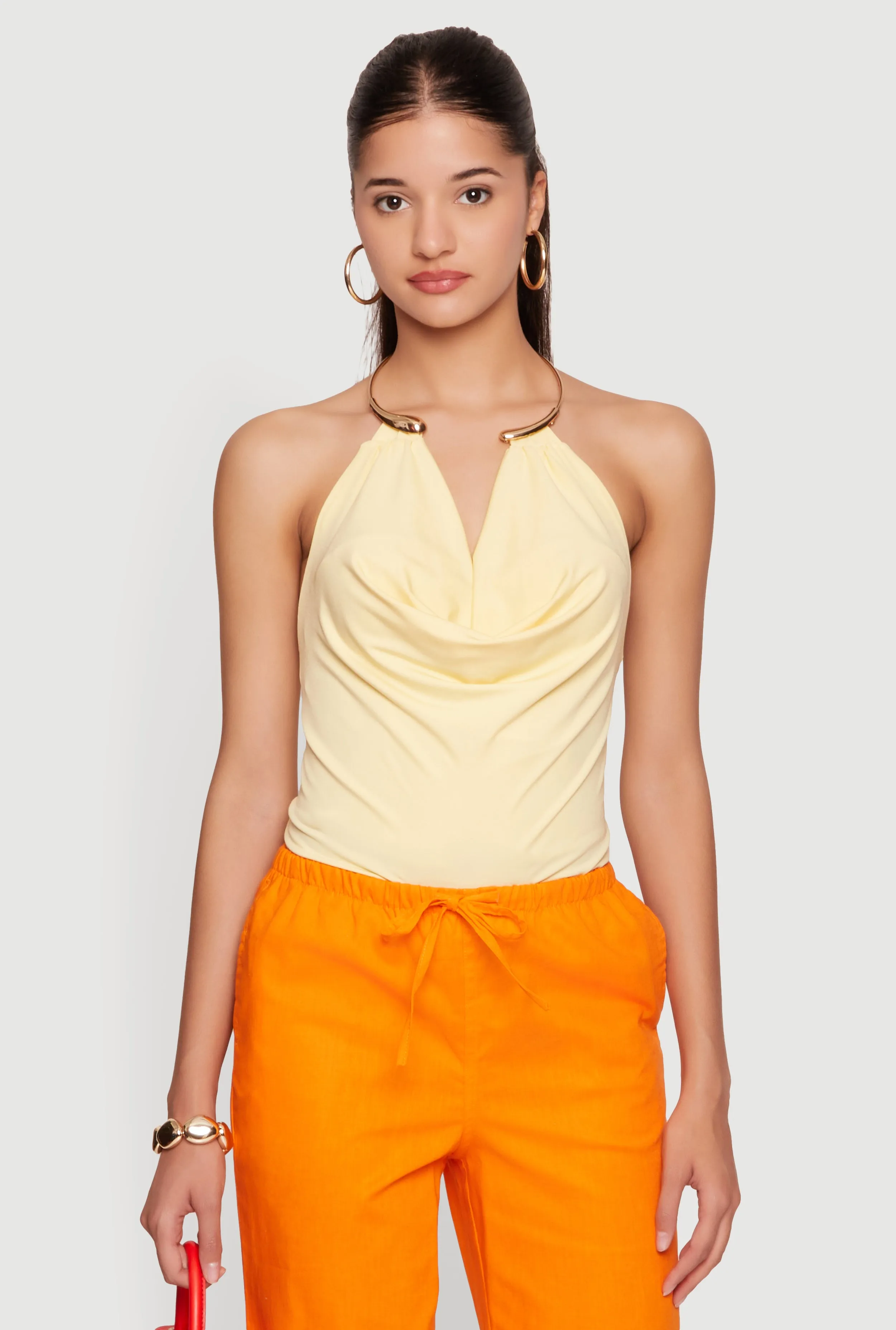 Cowl Neck Metallic Detail Halter Top sold by Rainbow product image thumbnail 2