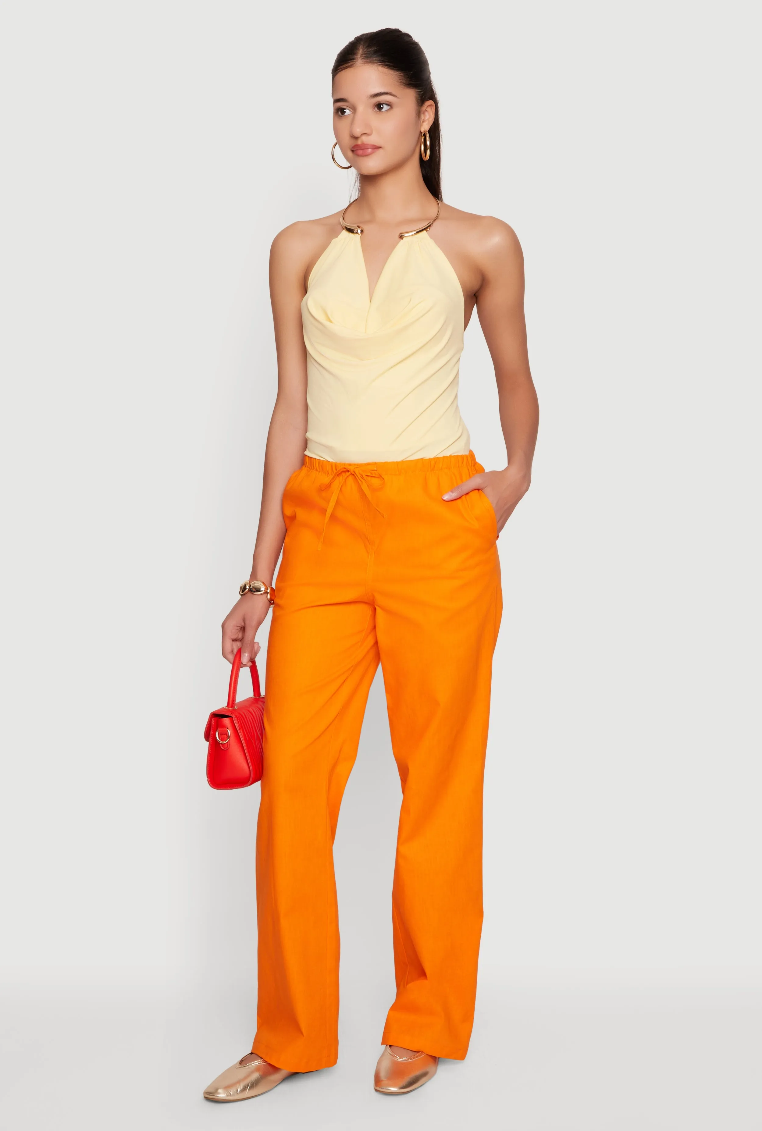Cowl Neck Metallic Detail Halter Top sold by Rainbow product image thumbnail 3