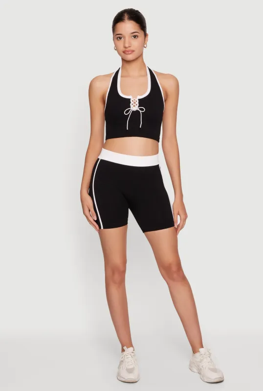 Seamless Contrast Trim Bike Shorts made by Rainbow