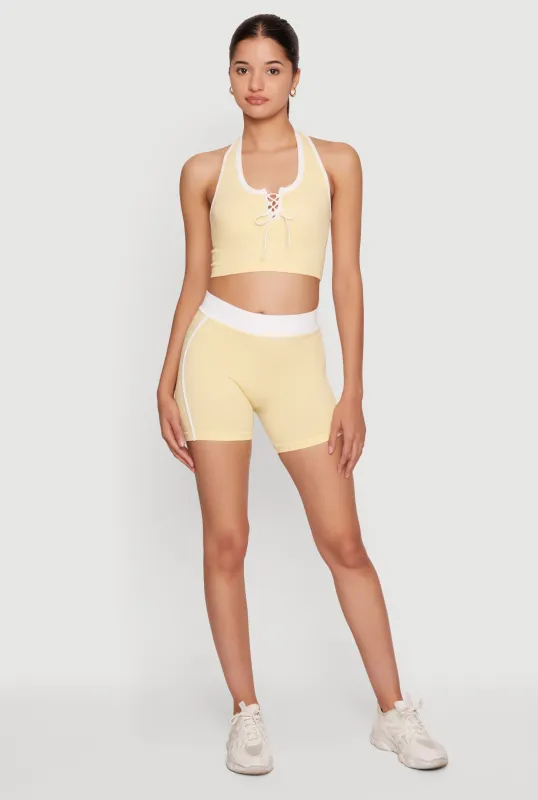 Seamless Contrast Trim Bike Shorts made by Rainbow