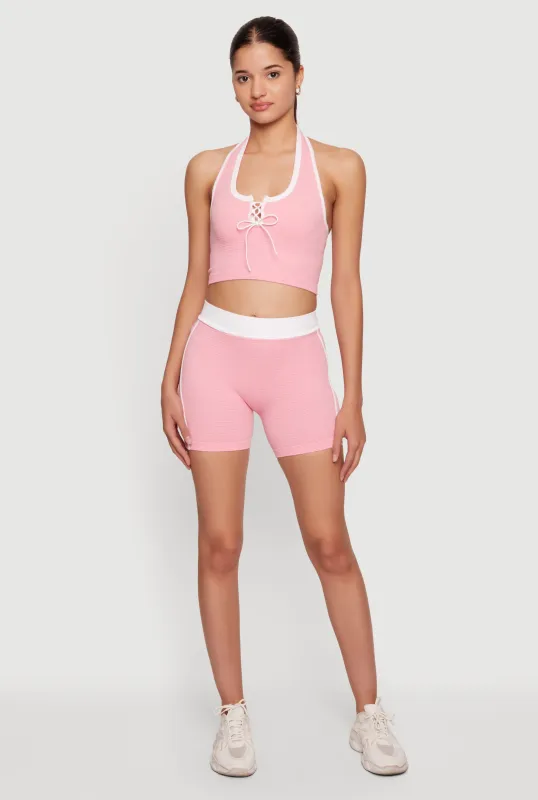 Seamless Contrast Trim Bike Shorts made by Rainbow