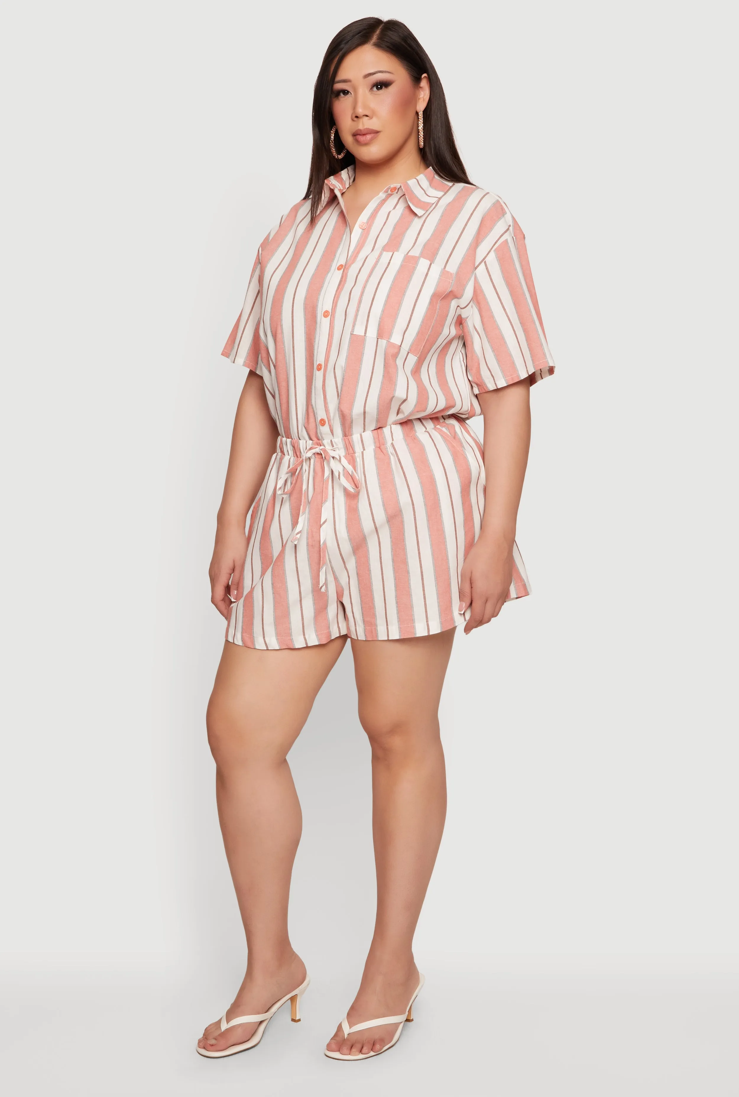 Plus Size Striped Drawstring Waist Shorts sold by Rainbow product image thumbnail 2