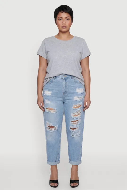 Plus Size Crew Neck Short Sleeve Tee made by Ambiance