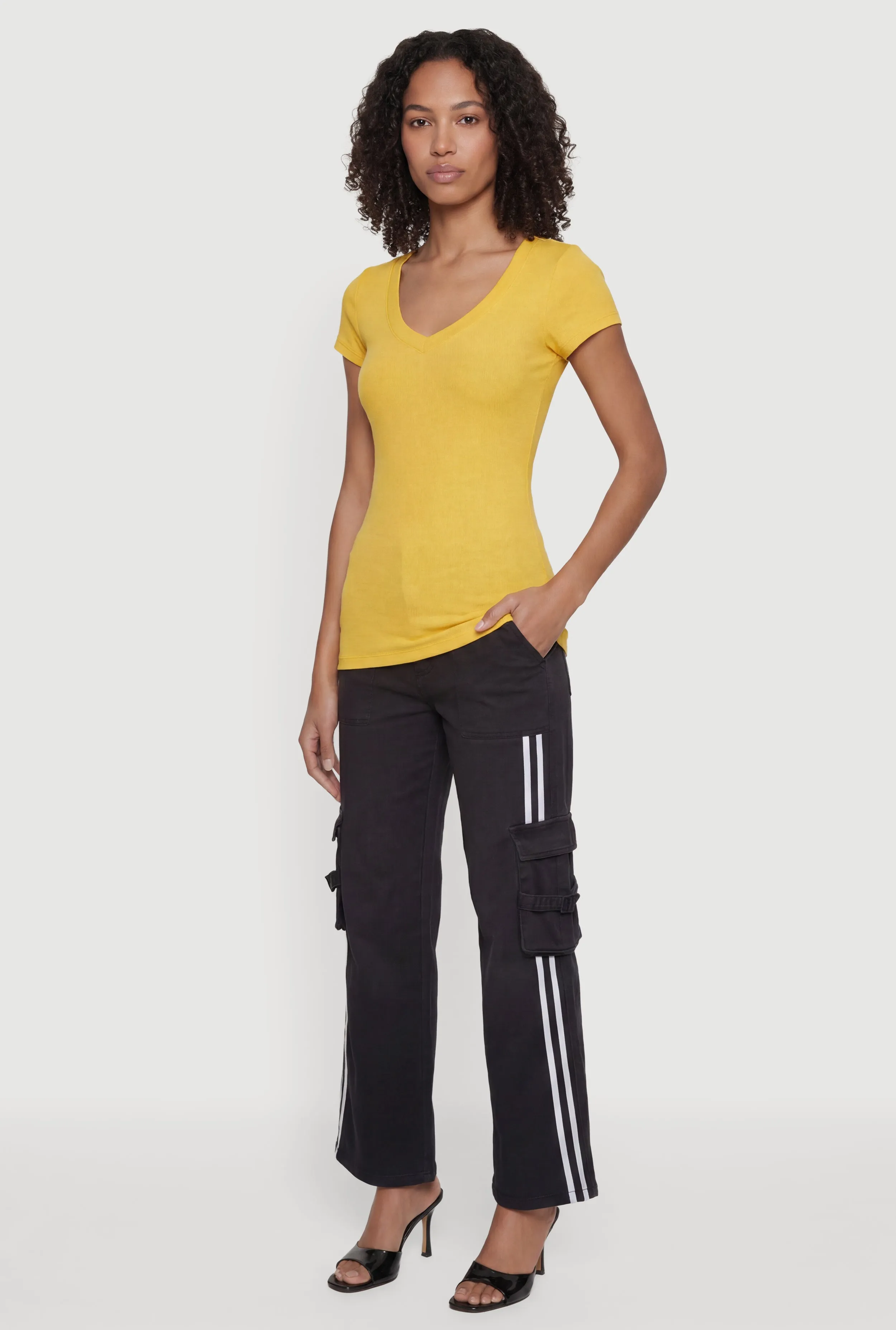 V Neck Basic Short Sleeve Tee sold by Rainbow product image thumbnail 3