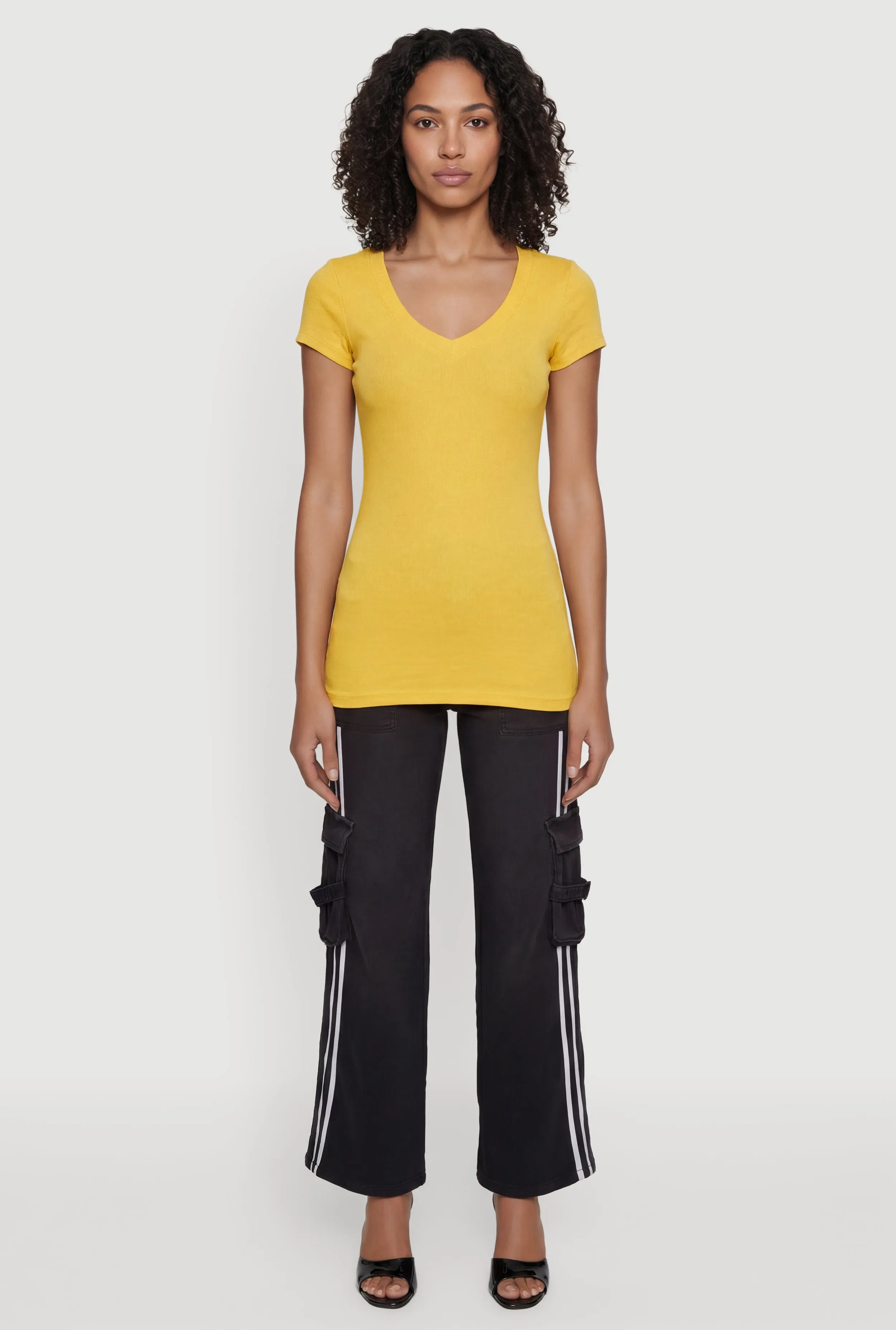 V Neck Basic Short Sleeve Tee sold by Rainbow