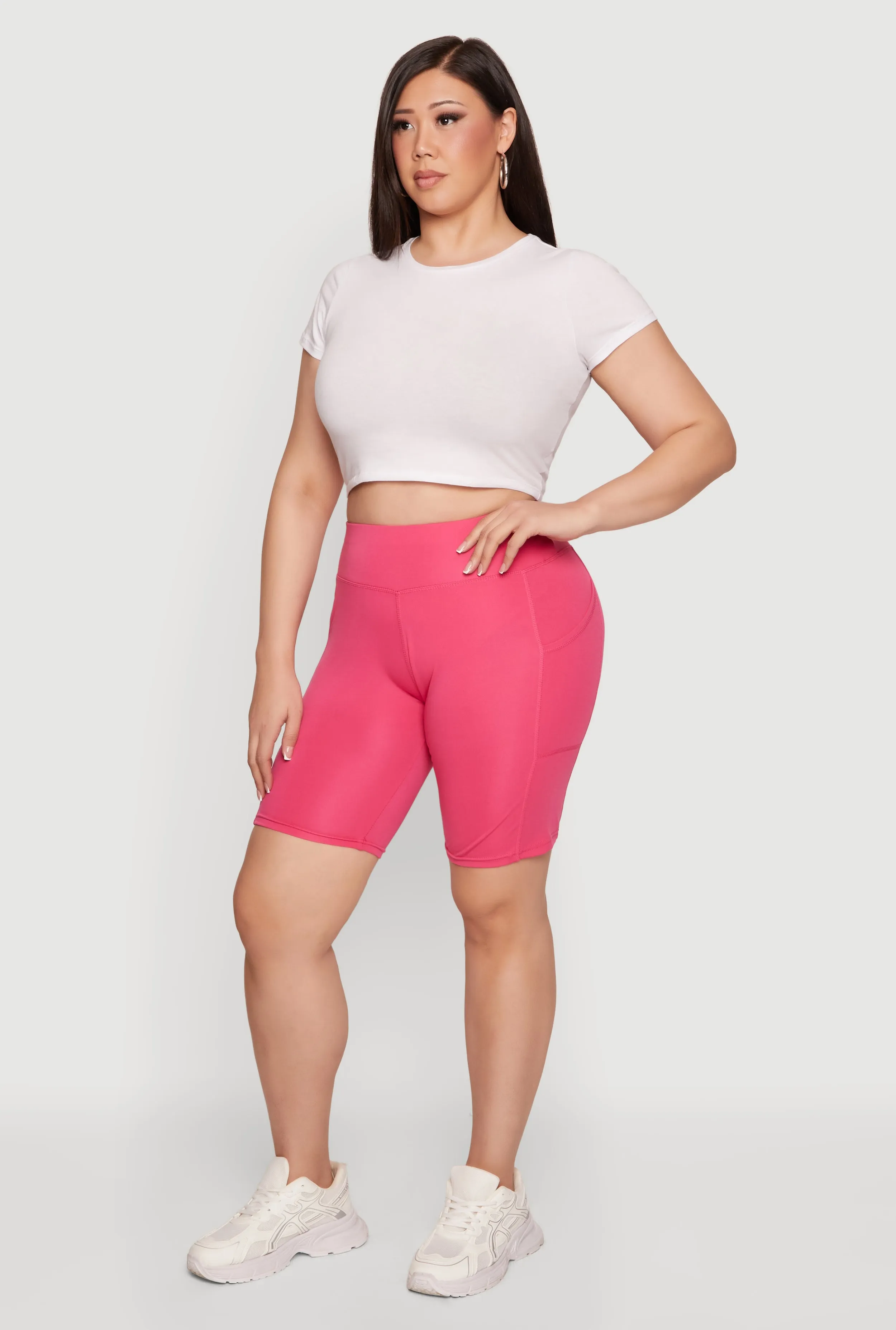 Plus Size Solid High Waisted Bike Shorts with Pockets sold by Rainbow product image thumbnail 2