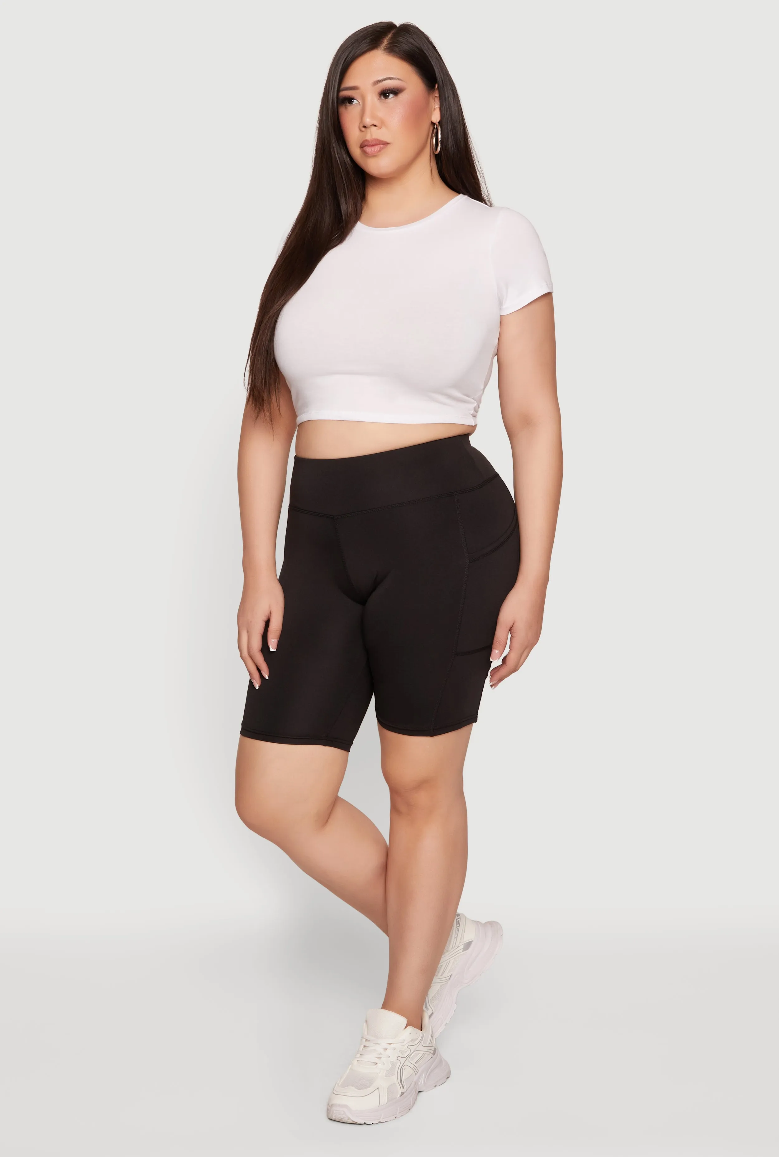 Plus Size Solid High Waisted Bike Shorts with Pockets sold by Rainbow product image thumbnail 2