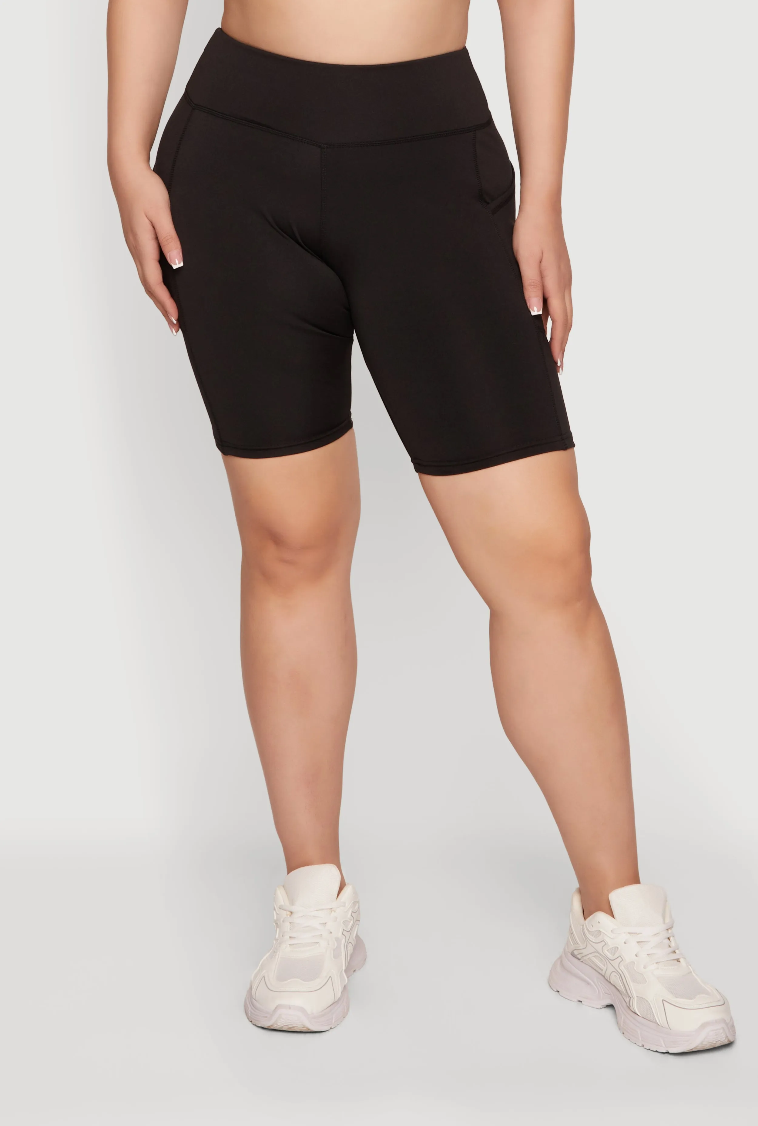 Plus Size Solid High Waisted Bike Shorts with Pockets sold by Rainbow product image thumbnail 3