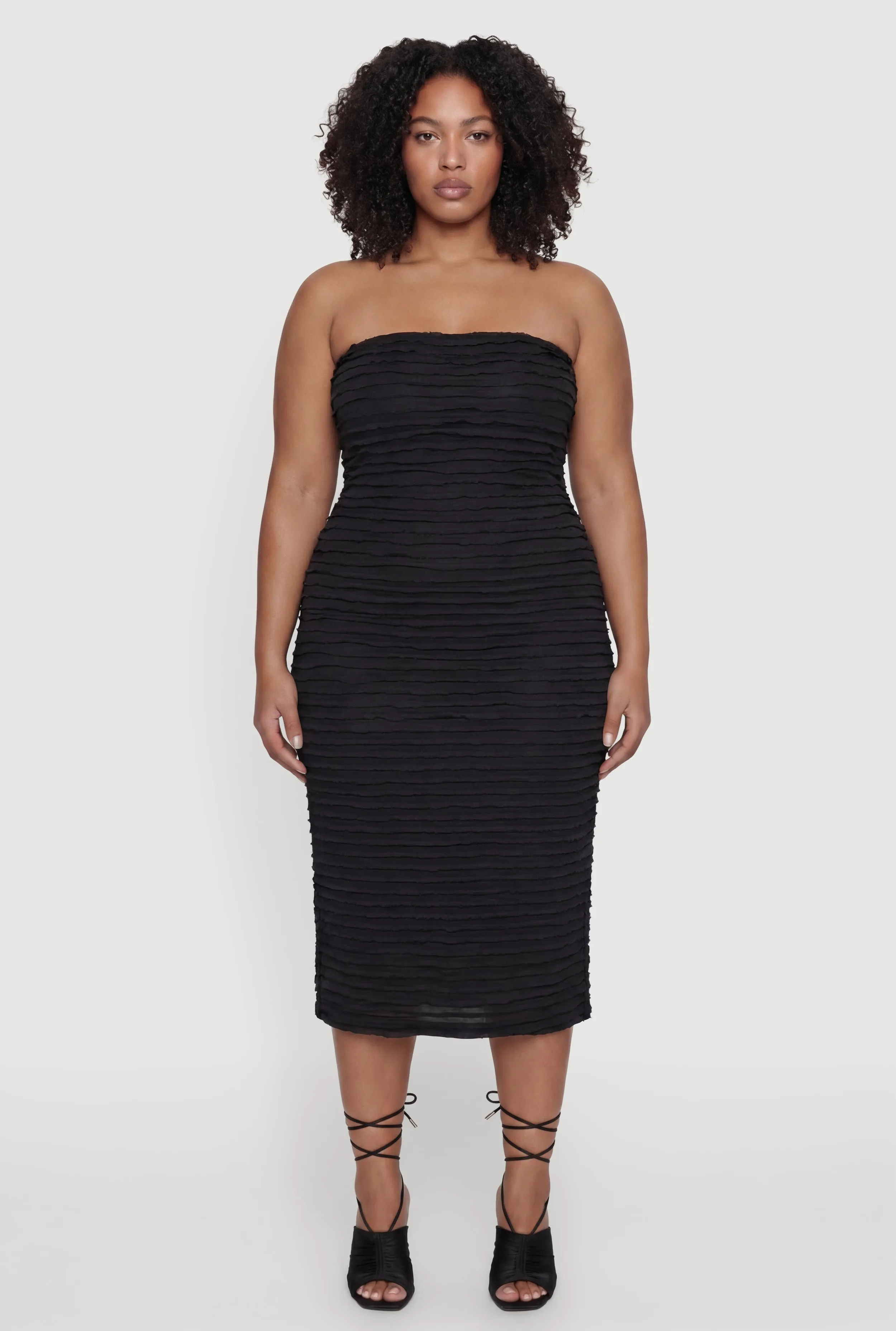 Plus Size Lettuce Edge Ruffle Trim Tube Dress sold by Rainbow