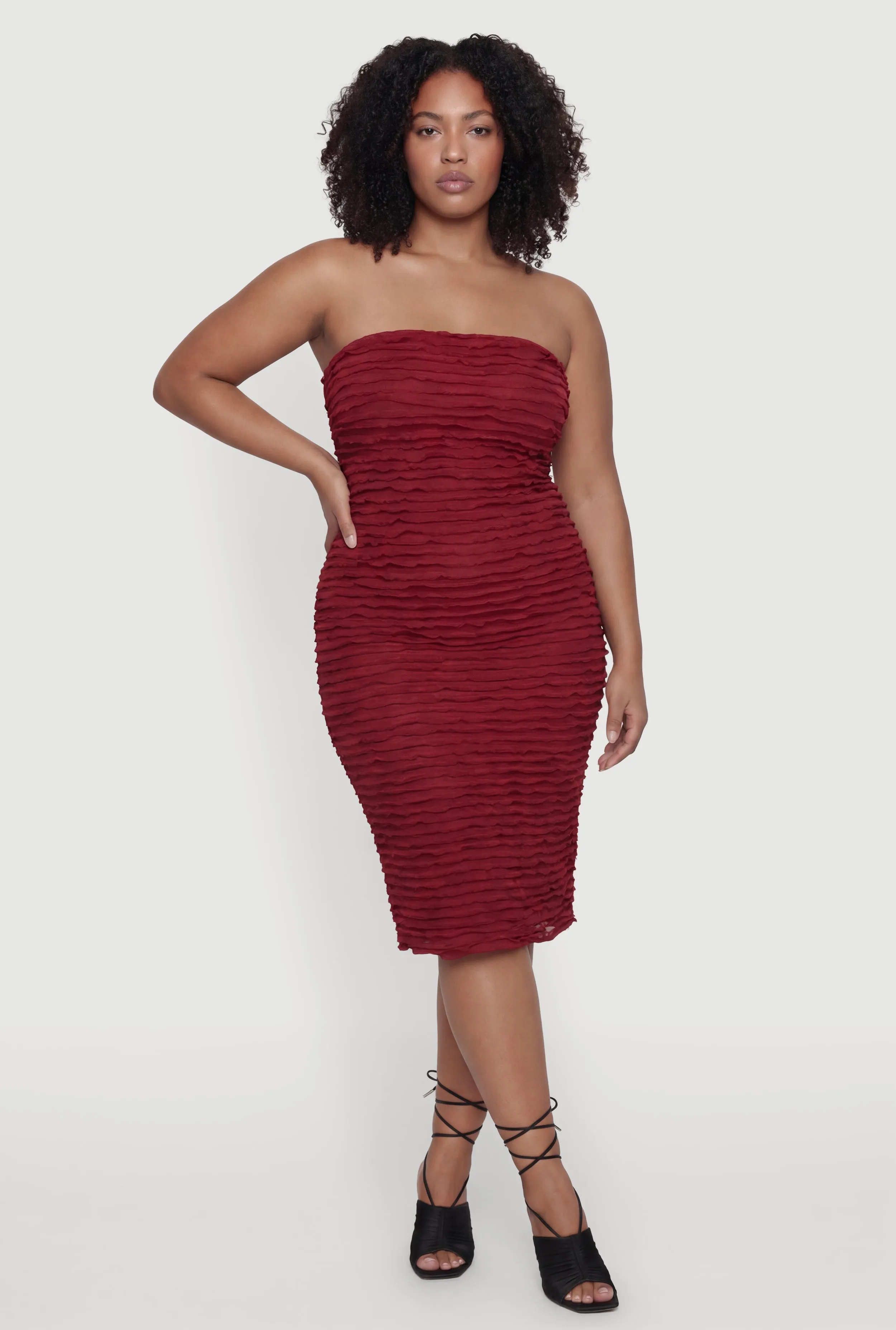 Plus Size Lettuce Edge Ruffle Trim Tube Dress sold by Rainbow product image thumbnail 2