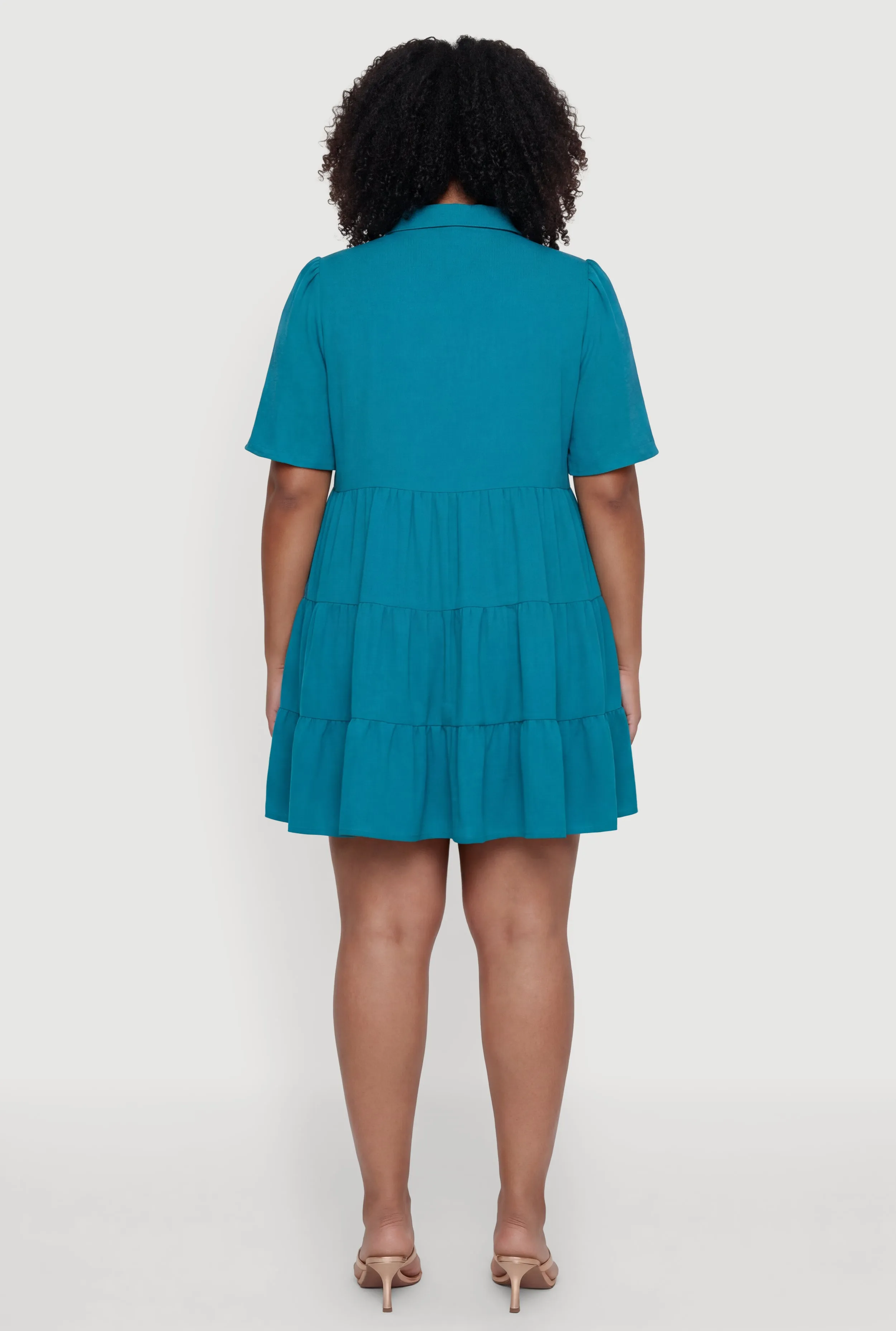 Plus Size Crepe Knit Button Front Tiered Dress sold by Rainbow product image thumbnail 3