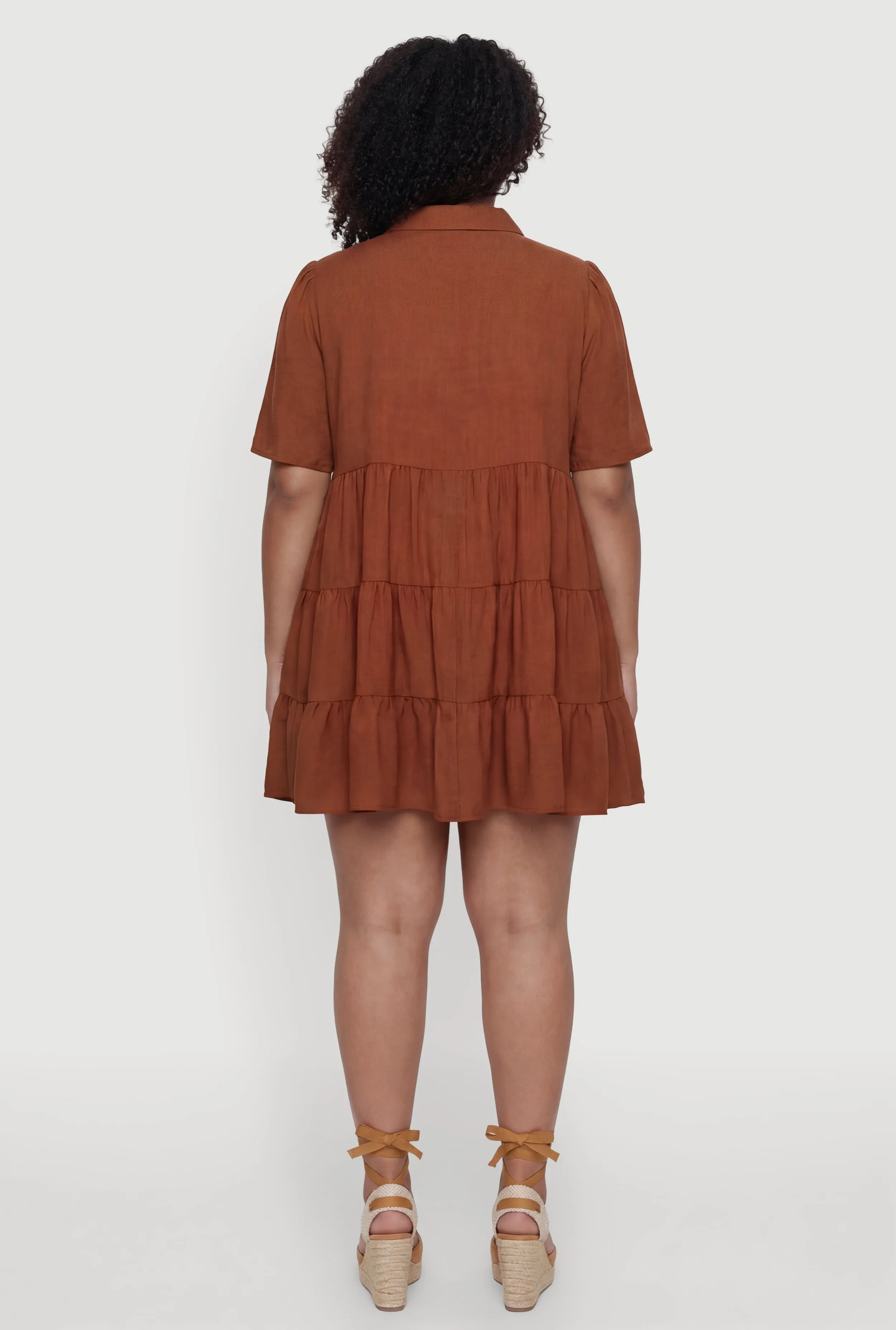 Plus Size Crepe Knit Button Front Tiered Dress sold by Rainbow product image thumbnail 3