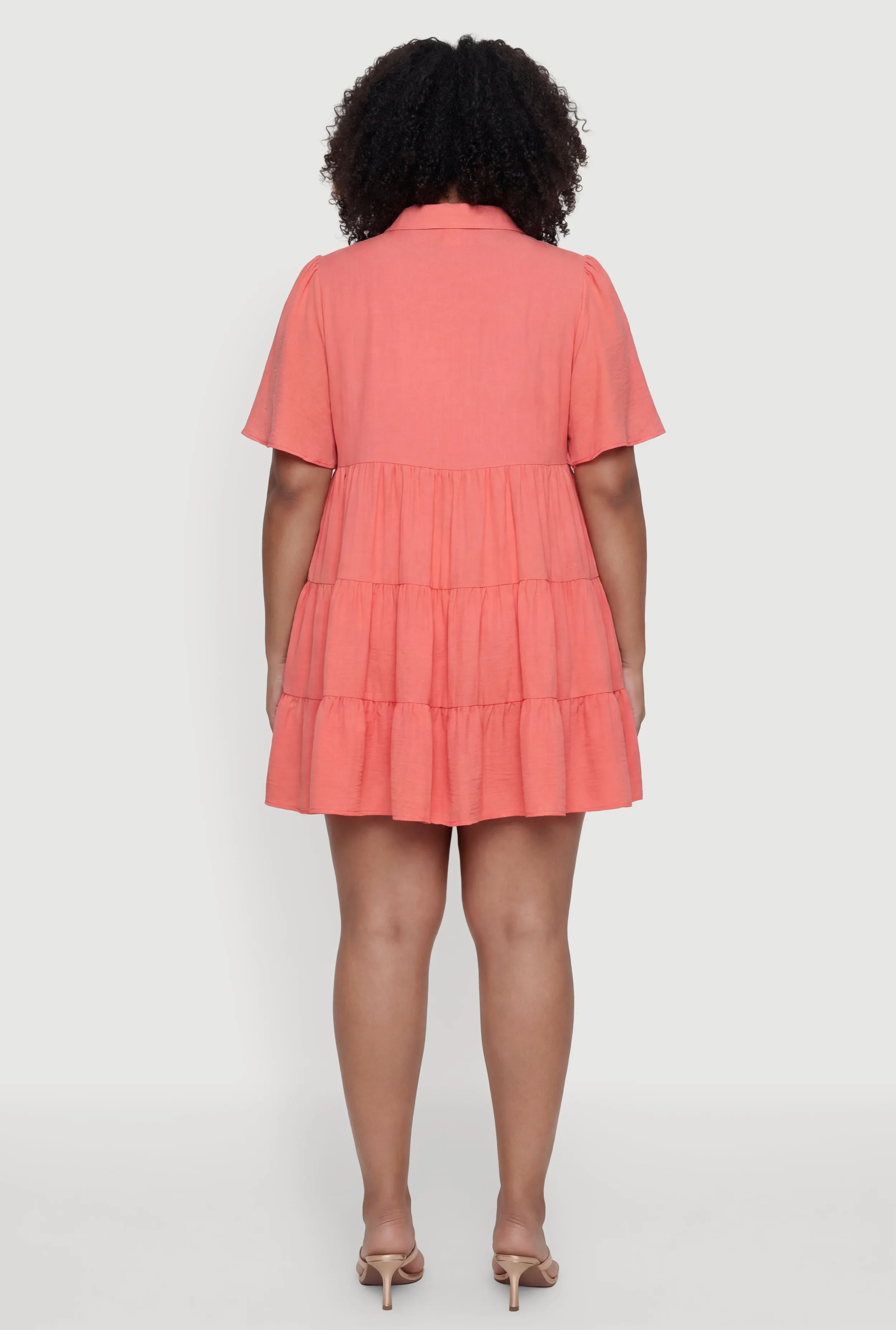 Plus Size Crepe Knit Button Front Tiered Dress sold by Rainbow product image thumbnail 3