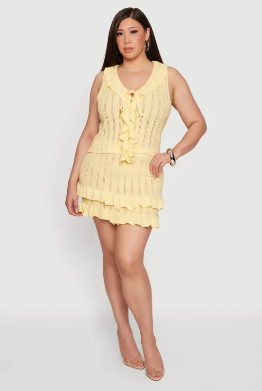 Plus Size Crochet Ruffle Trim Mini Skirt made by Almost Famous