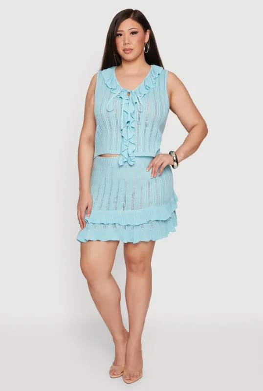 Plus Size Crochet Ruffle Trim Mini Skirt made by Almost Famous