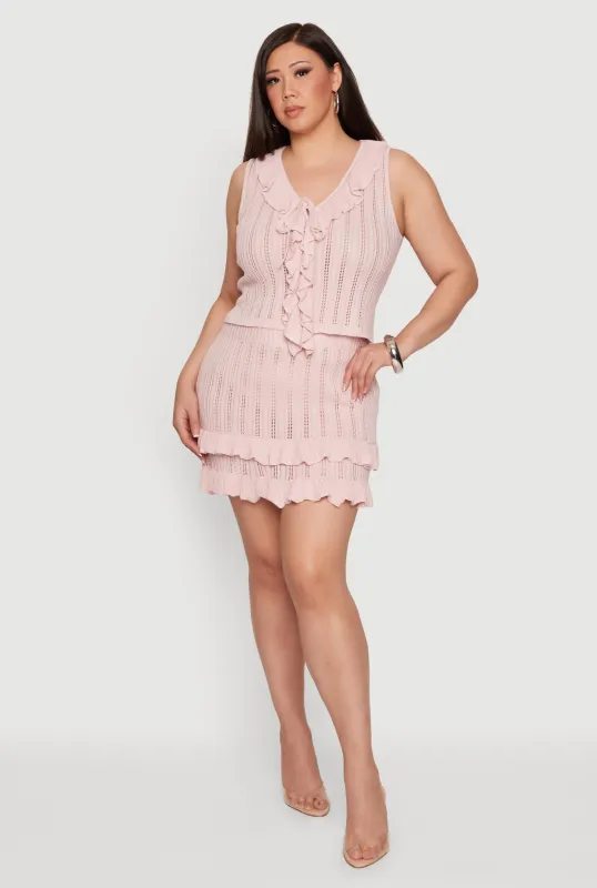 Plus Size Crochet Ruffle Trim Mini Skirt made by Almost Famous