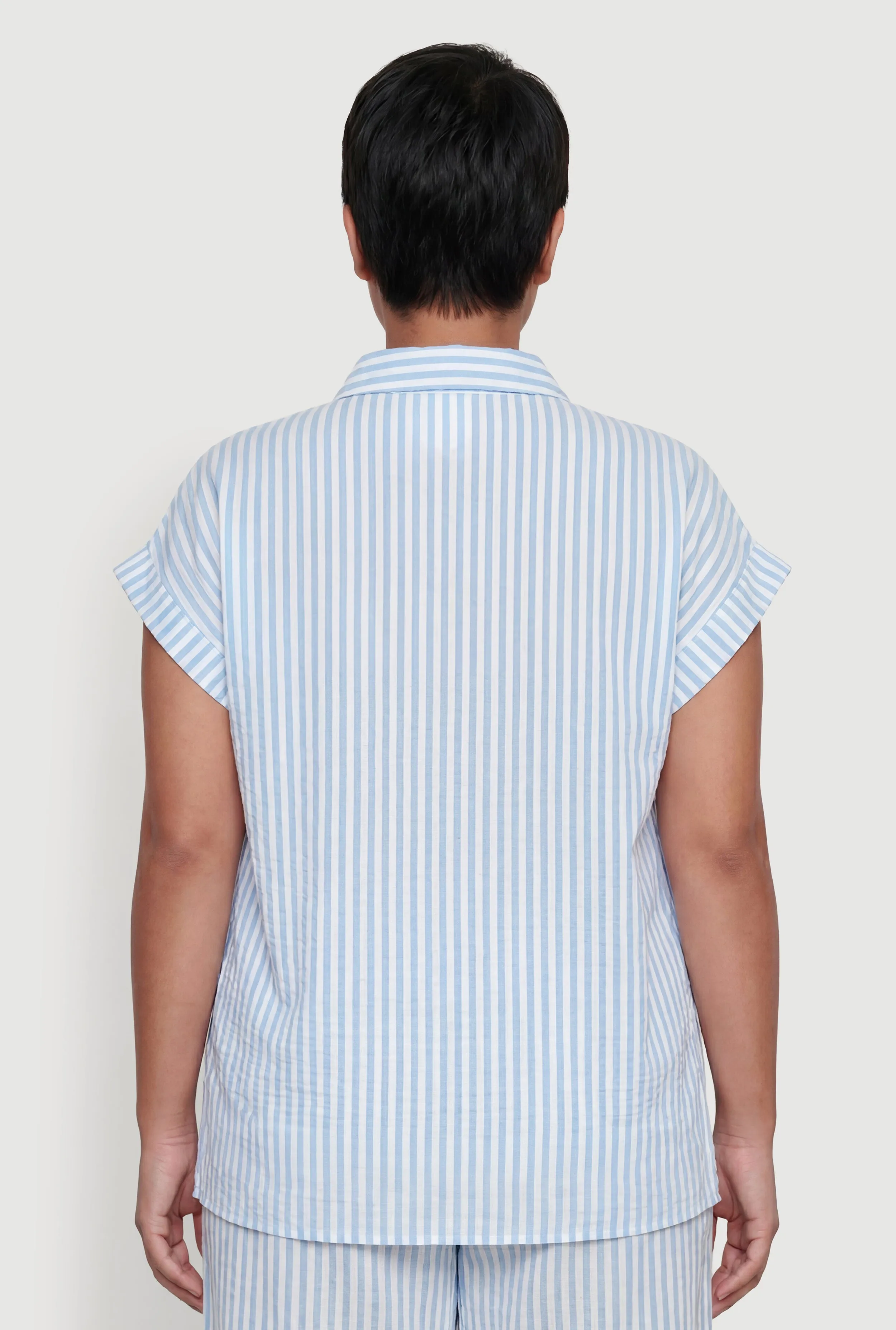 Plus Size Striped Crepe Knit Tie Front Shirt sold by Rainbow product image thumbnail 5